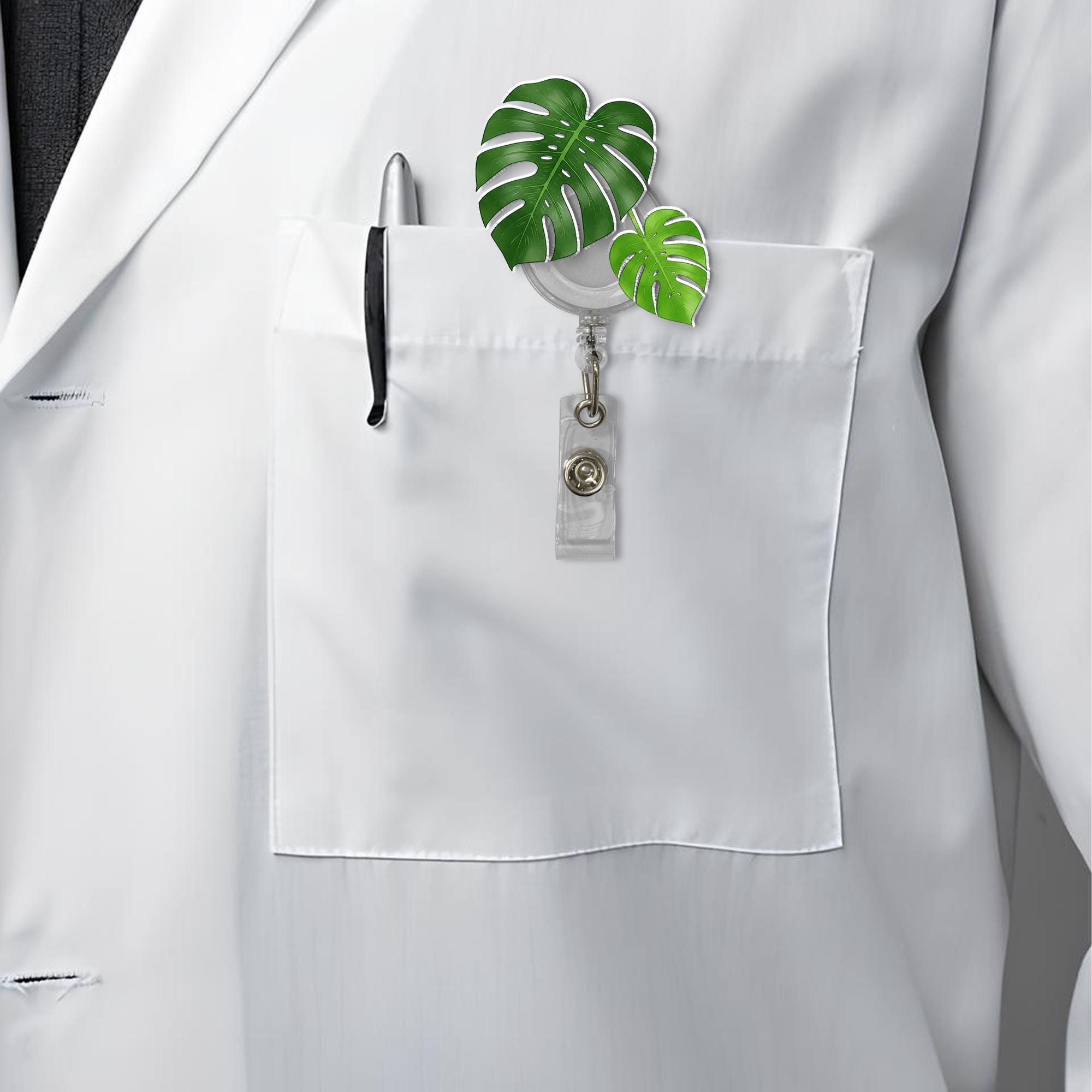 Monstera Plant Badge Reel, RN ID Holder, Retractable Acrylic Badge Reel, Nurse Gift, Teacher Gift, Doctor Gift Idea, Funny Gift, Plant Life
