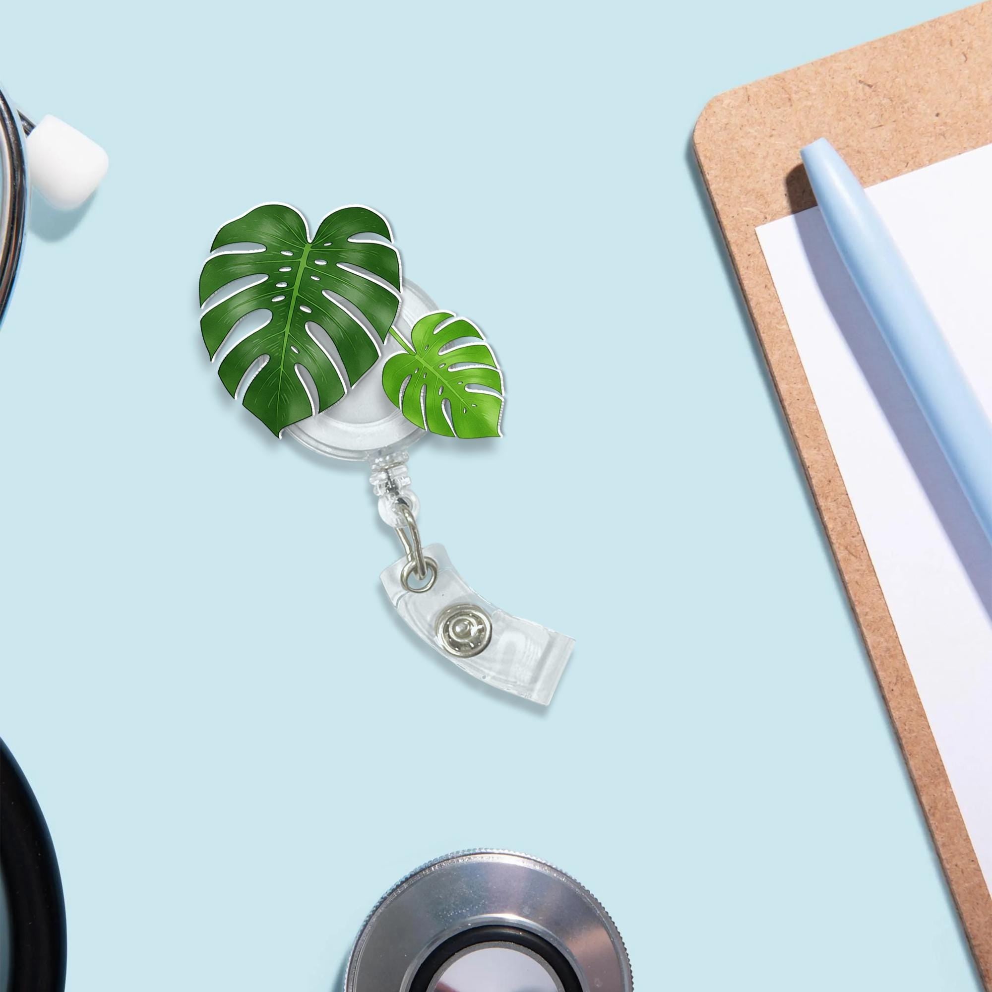 Monstera Plant Badge Reel, RN ID Holder, Retractable Acrylic Badge Reel, Nurse Gift, Teacher Gift, Doctor Gift Idea, Funny Gift, Plant Life