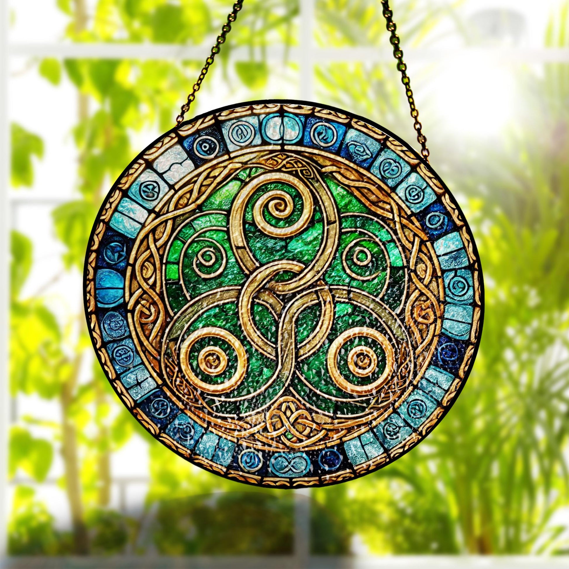 Celtic Triskelion GLASS Suncatcher, Ancient Celtic Symbol Decor, Celtic Knot Wall Art, Suncatcher Gift, Irish Suncatcher, Housewarming