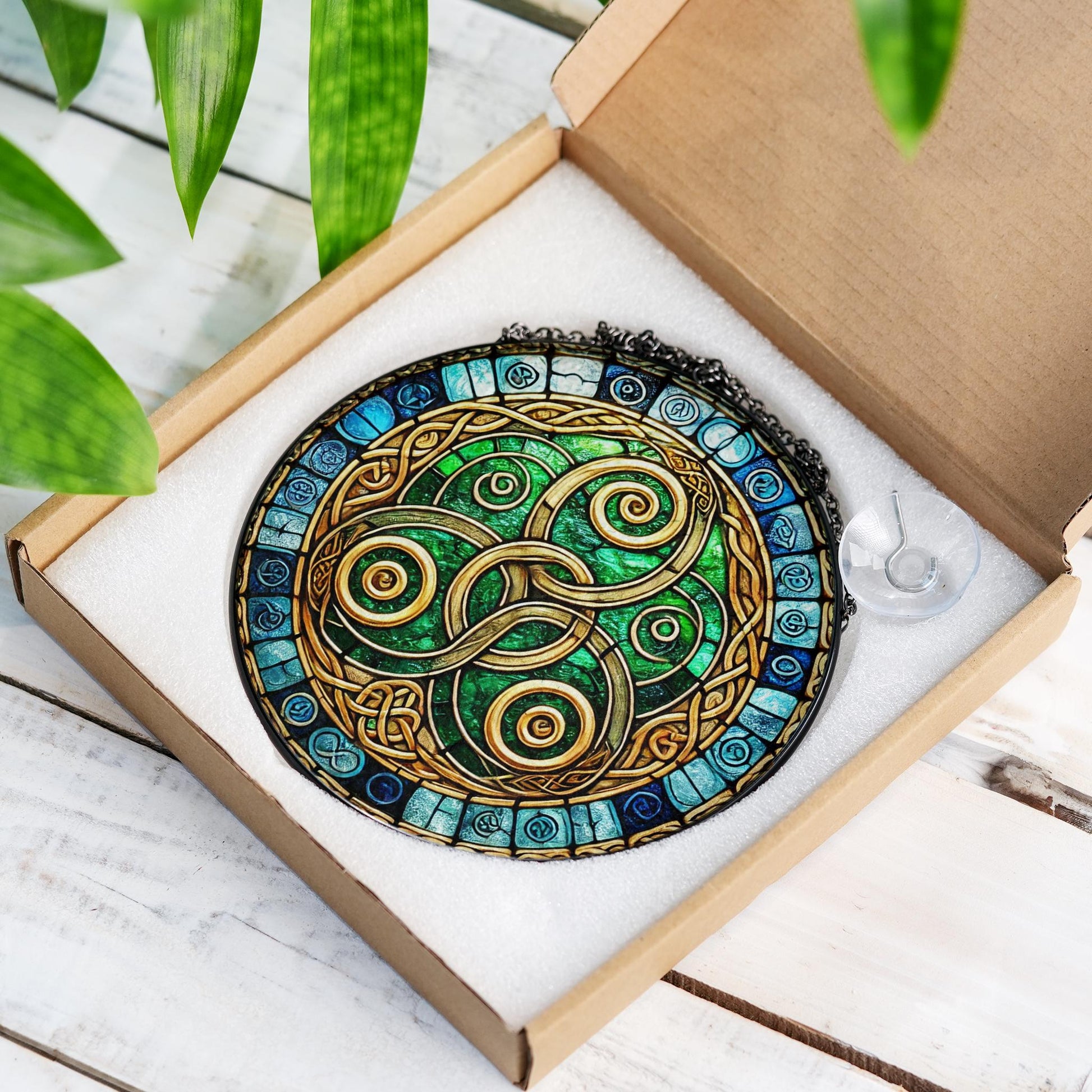 Celtic Triskelion GLASS Suncatcher, Ancient Celtic Symbol Decor, Celtic Knot Wall Art, Suncatcher Gift, Irish Suncatcher, Housewarming