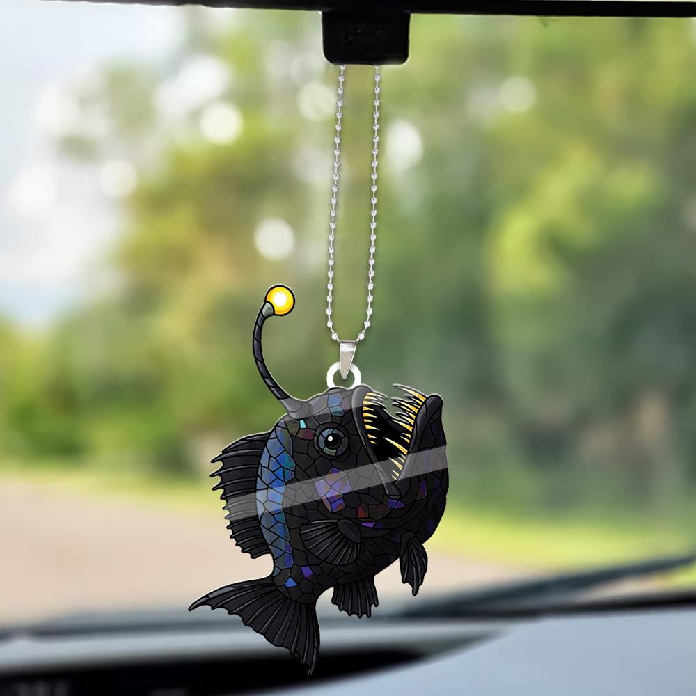 Angler Fish Car ornament, She rises - Unique Anglerfish Car decor, Deep Ocean Decor for hanging, Sea Monster Gift for angler fish Lovers