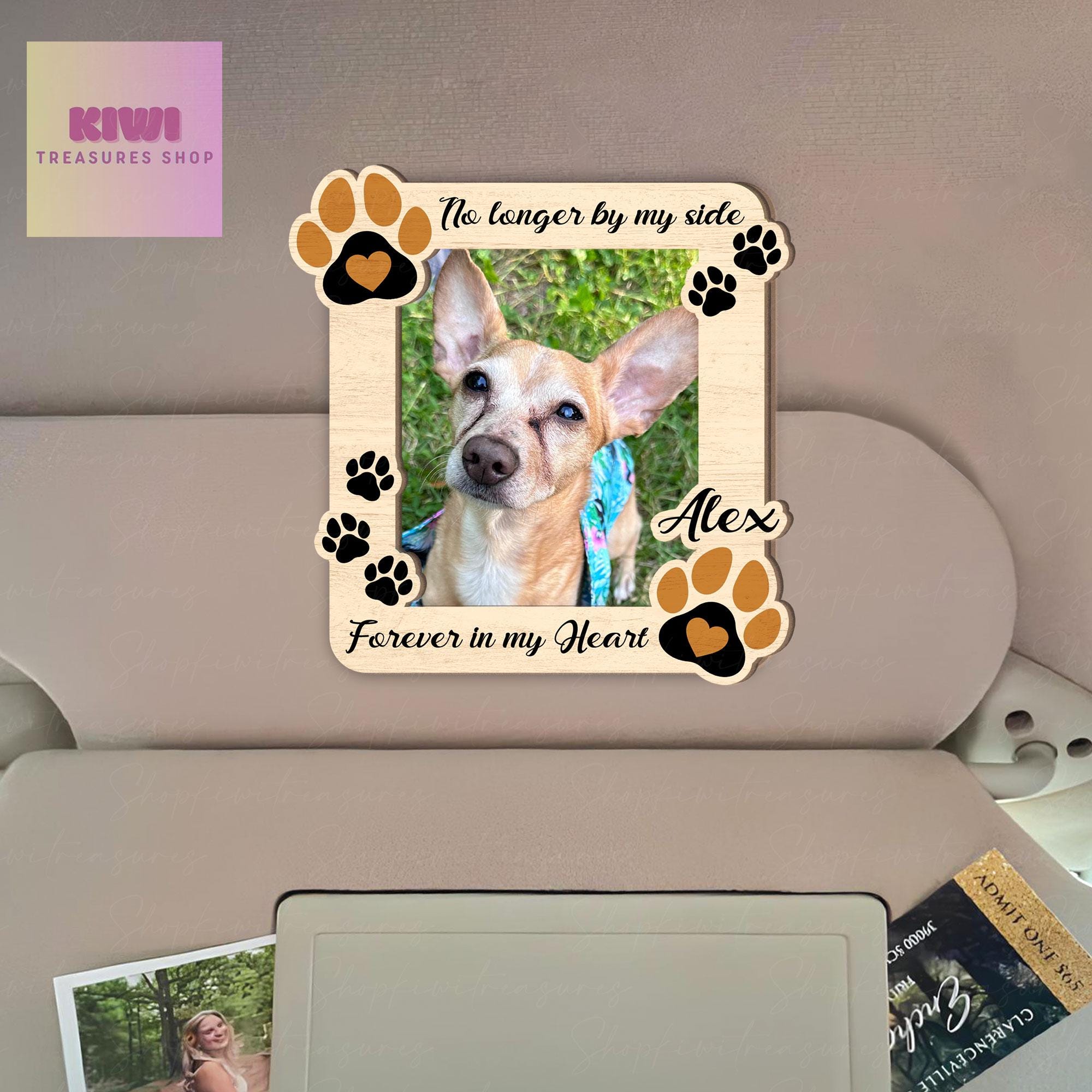Personalized memorial Photo Dog Car visor clip hanging,forever in my heart visor clip, remembrance gift, Memorial pet Keepsake Gift