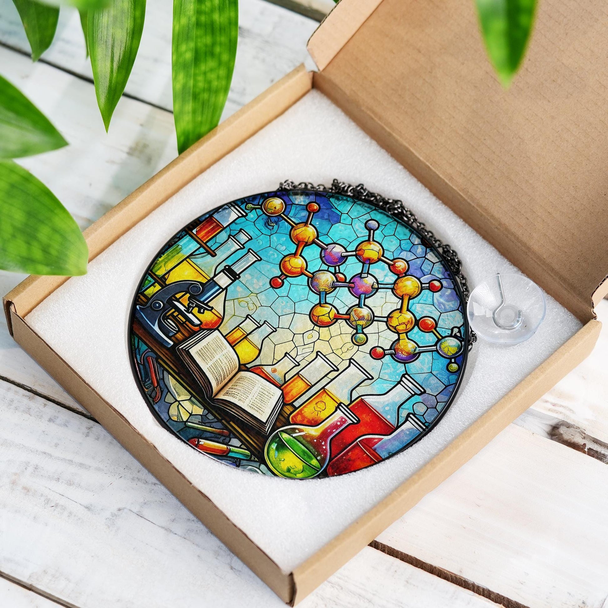 Science Teacher Glass Decor, Science Teacher Suncatcher, Classroom Decor, Gift for Lab Science Teacher, Teacher Gift Decor, Lab Decor