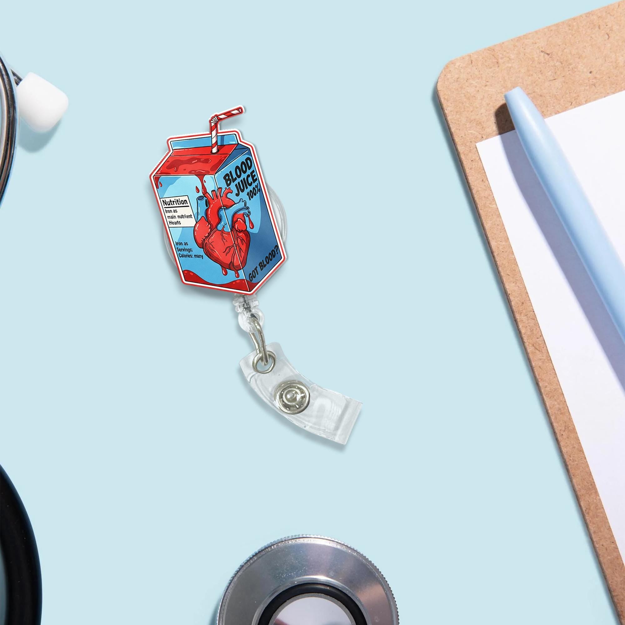 Blood Juice Badge Reel, IV bag Gift, Phlebotomy Id Holder, Nurse Badge Reel, Nurse Gift, RN Nurse Gift, ID Holder Gift, nursing school gift