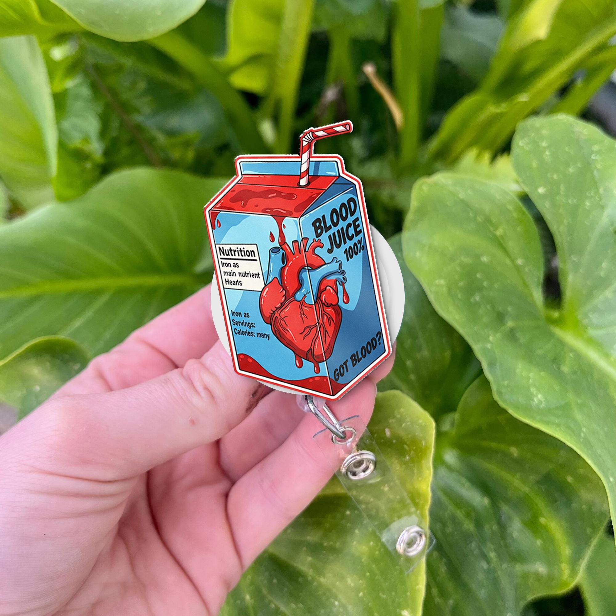 Blood Juice Badge Reel, IV bag Gift, Phlebotomy Id Holder, Nurse Badge Reel, Nurse Gift, RN Nurse Gift, ID Holder Gift, nursing school gift