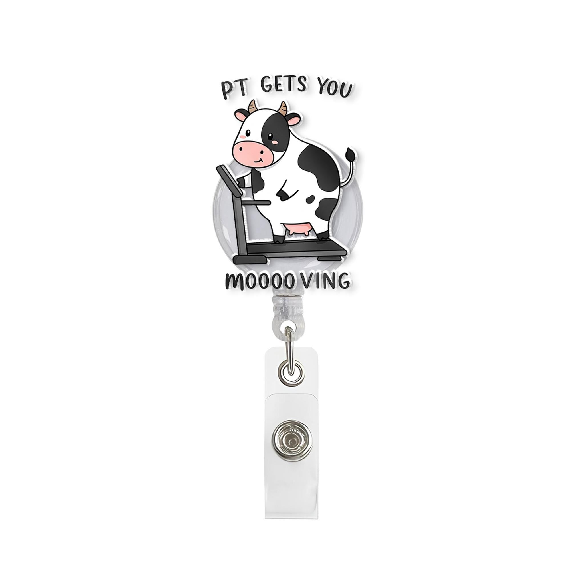 Physical Therapy Badge Reel, PT Badge Reel, Cow Keep Moving Badge Reel, Nurse Gift, Doctor Gift, PT ID Holder Gift, Medical Student Gift