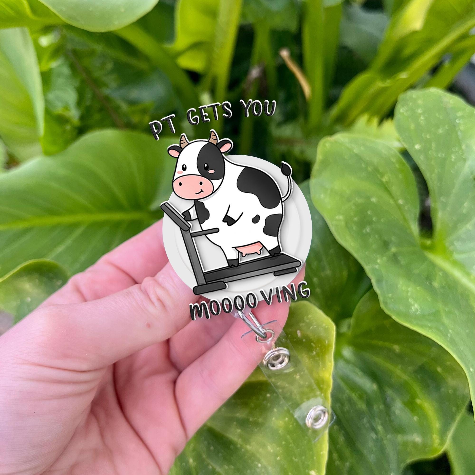 Physical Therapy Badge Reel, PT Badge Reel, Cow Keep Moving Badge Reel, Nurse Gift, Doctor Gift, PT ID Holder Gift, Medical Student Gift