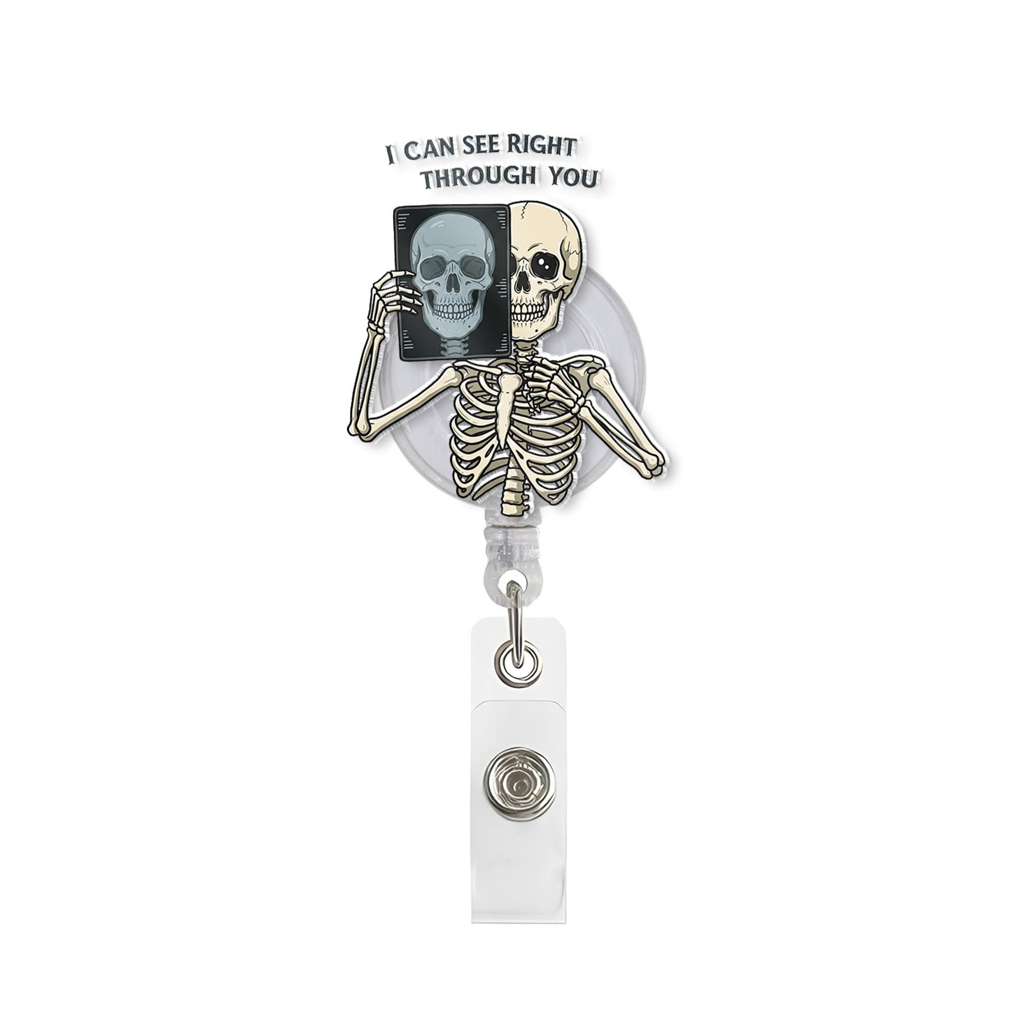 Funny X-Ray Badge Reel, Rad Tech Badge Reel, Skeleton Badge Holder, Radiology Tech Gift, Medical Imaging ID Clip, Xray Technician Badge
