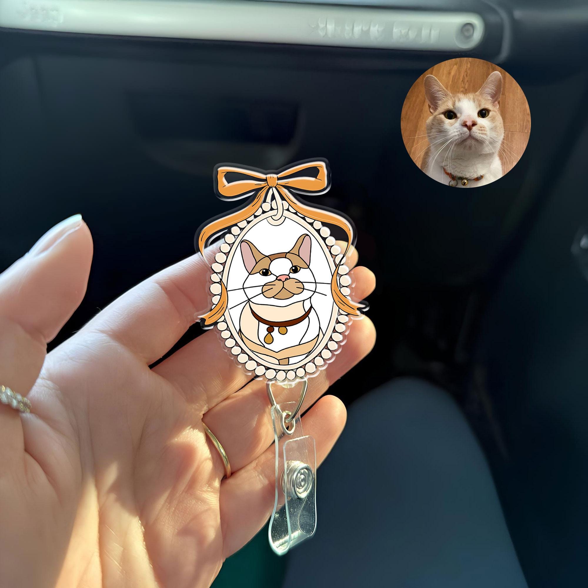 Personalized Dog Cat Photo Art badge reel | Dog Mom Gift Badge | Custom Coquette Bow Badge Reel, Nurse Badge Reel, Nurse Life, Name Badge