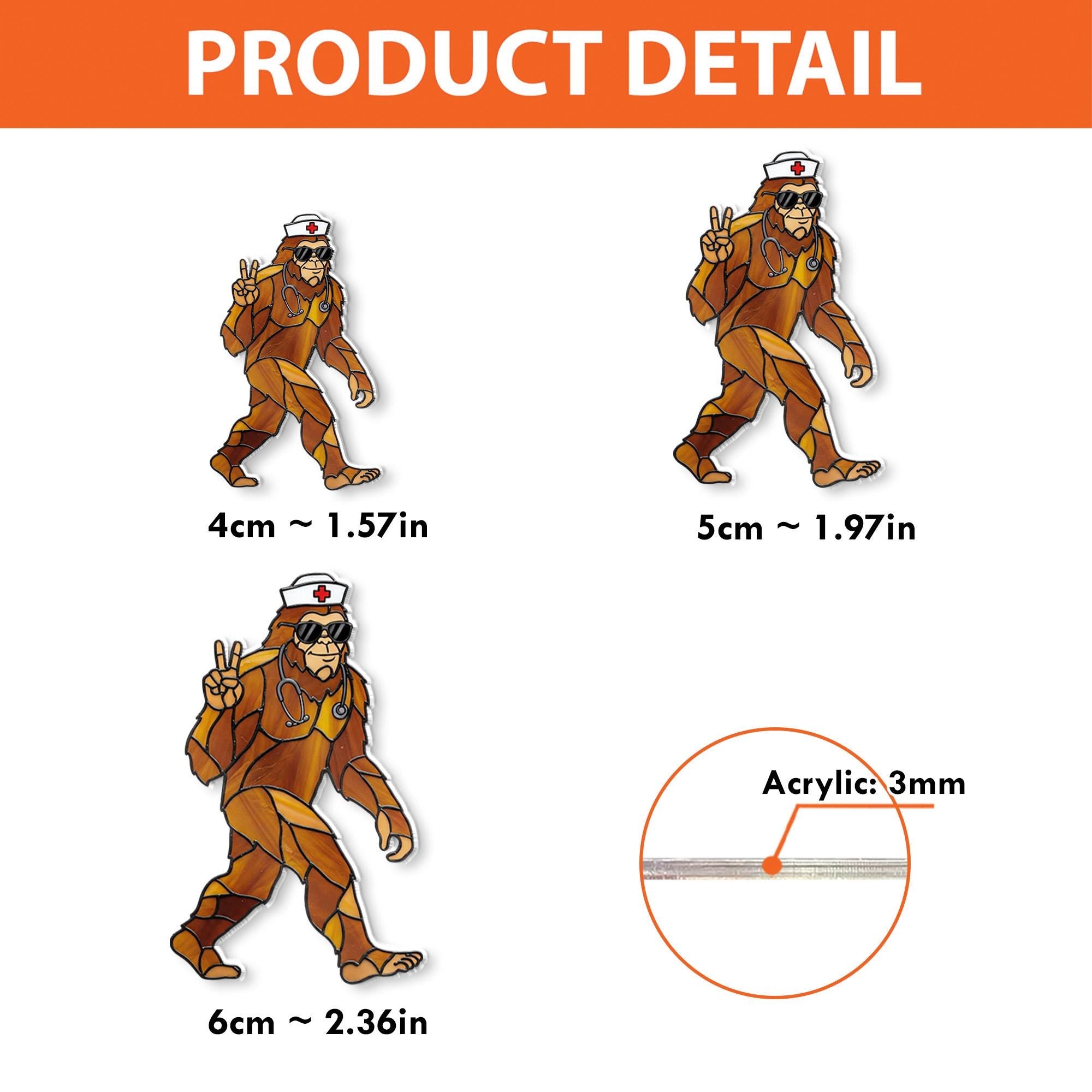 Funny Sasquatch Faux Stain Glass Badge Reel, Bigfoot Fan Gift, Bigfoot Badge Clip, Gift For Nurse, RN Id Holder, Nurse Gift, Funny Gift