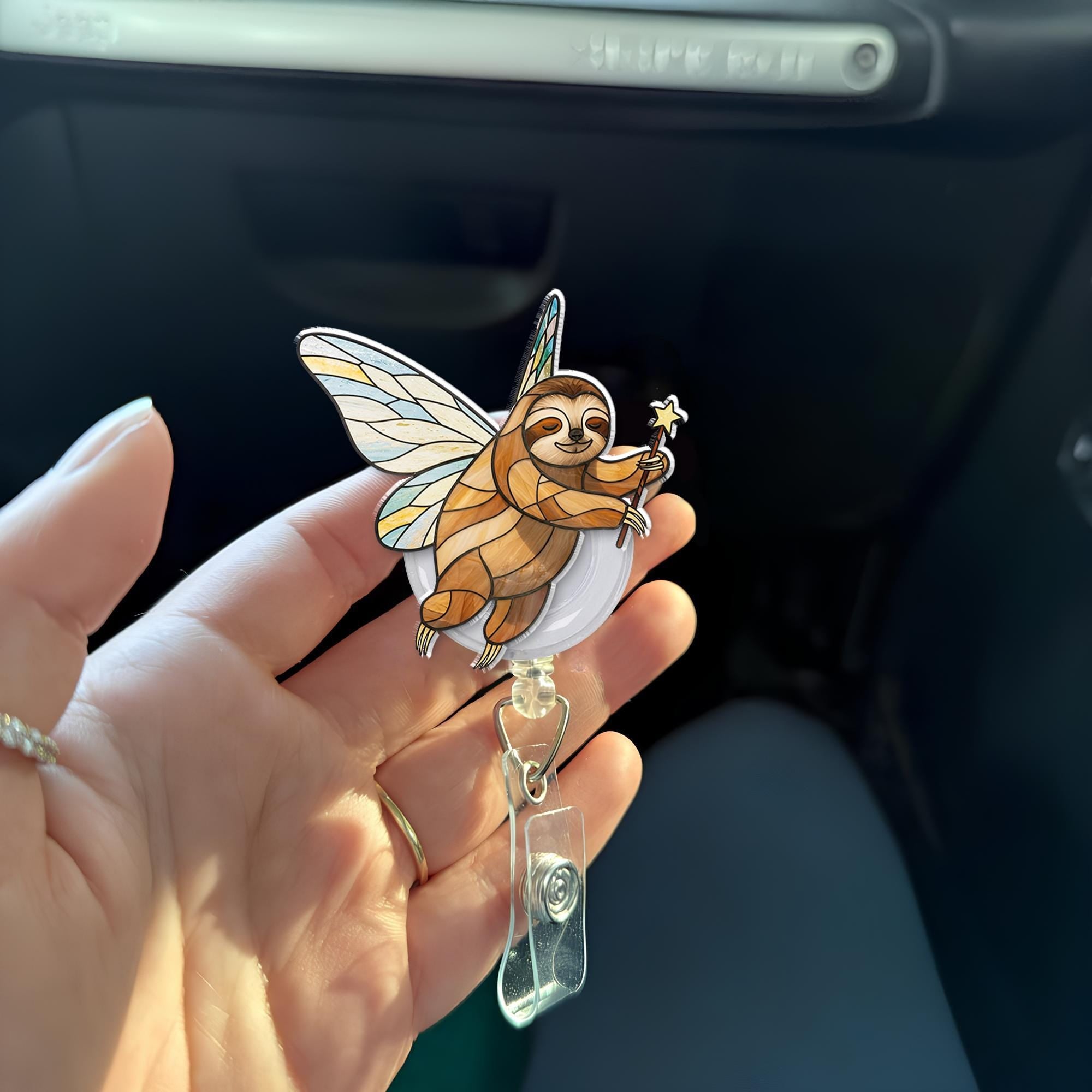 Funny Fairy Sloth Badge Reel, Funny Sloth Gift, ANimal Lover Gift, Sloth Badge Reel, Animal Gift, Medical Student Gift,Nurse Gift,Sloth Gift