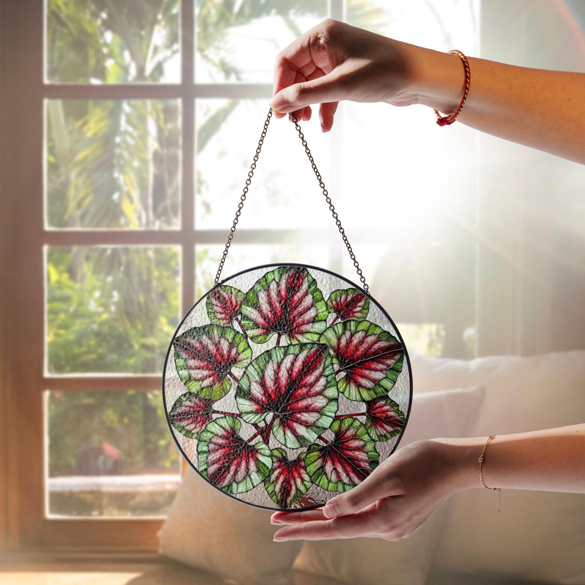 Begonia Plant GLASS Decor, Begonia Plant Lover Decor, Plant Lady Decor, Plant Lover Gift, Plant Mom Decor, Yard Decor, Plant Suncatcher