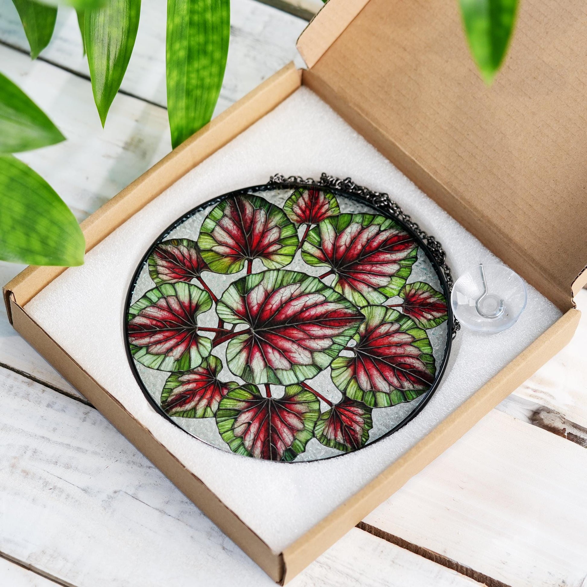 Begonia Plant GLASS Decor, Begonia Plant Lover Decor, Plant Lady Decor, Plant Lover Gift, Plant Mom Decor, Yard Decor, Plant Suncatcher