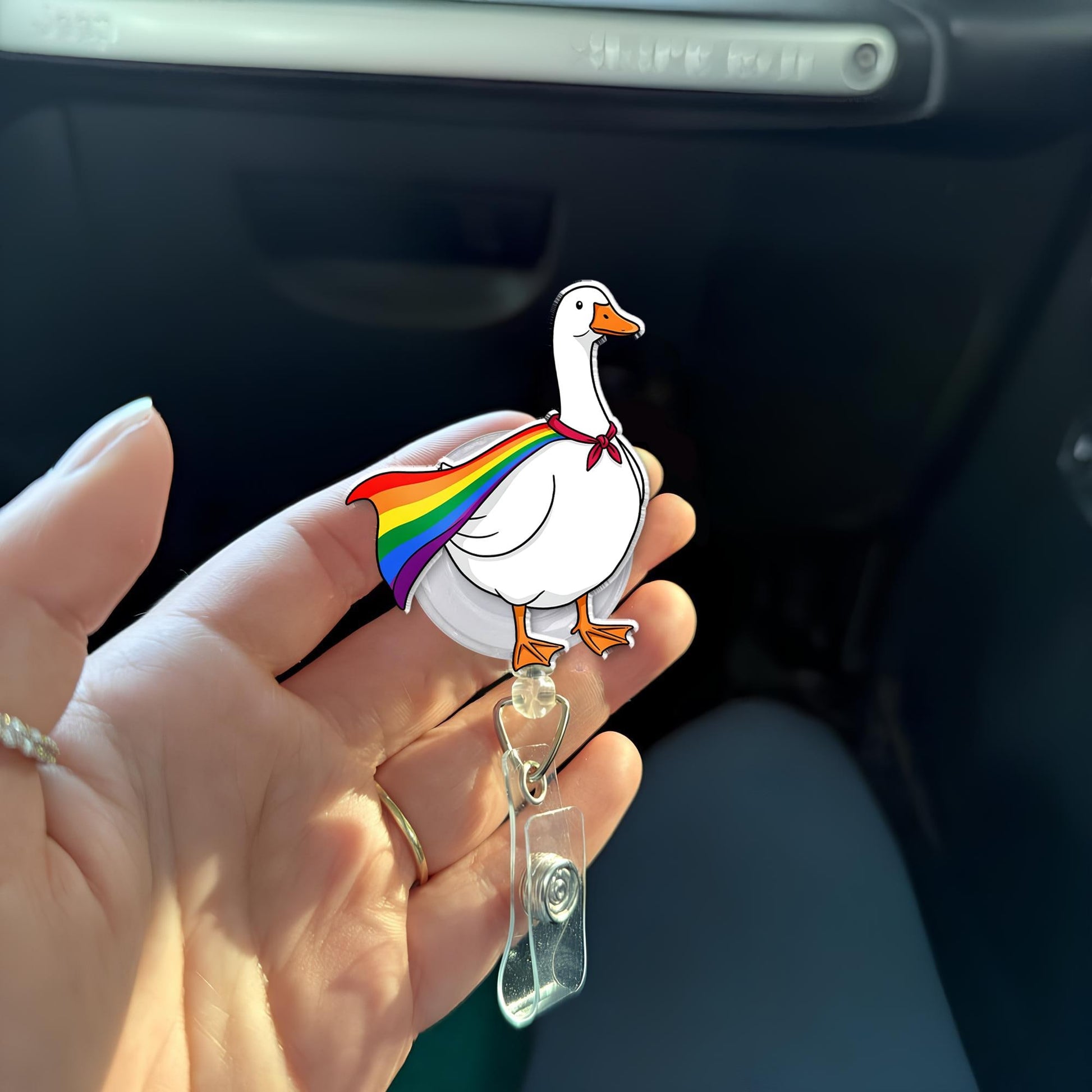Rainbow Goose Badge Reel, Nurse Id Holder Gift, Pride Gift, RN ID holder, Human Rights Gift, Nurse LGBTQ Goose Gift, Goose Badge Reel