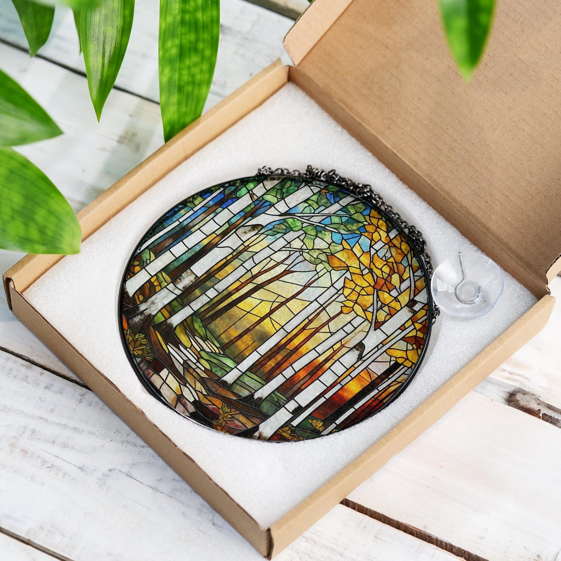 White Birch Trees Glass Suncatcher, Handcrafted Nature-Inspired Decor for Home, Unique Gift for Nature Lovers, Home decoration