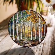 White Birch Trees Glass Suncatcher, Handcrafted Nature-Inspired Decor for Home, Unique Gift for Nature Lovers, Home decoration