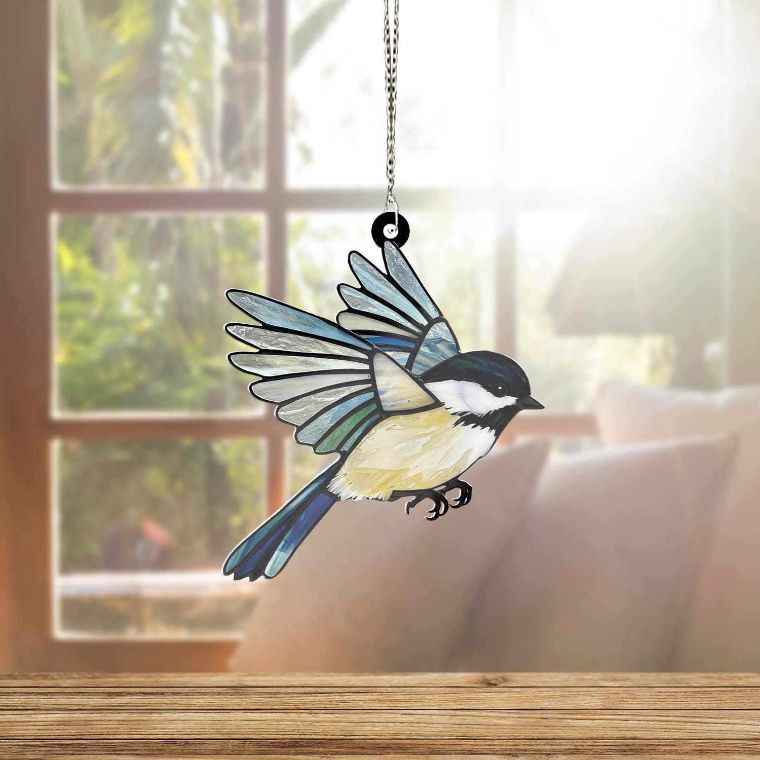 Chickadee Bird ACRYLIC Window Hanging, Chickadee Lover Decor, Bird LOver Gift, Bird Mom Decor, Bird Window Hanging,Bird Gift Idea,Bird Decor