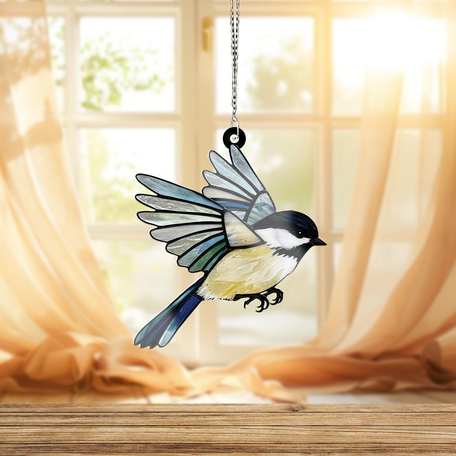 Chickadee Bird ACRYLIC Window Hanging, Chickadee Lover Decor, Bird LOver Gift, Bird Mom Decor, Bird Window Hanging,Bird Gift Idea,Bird Decor