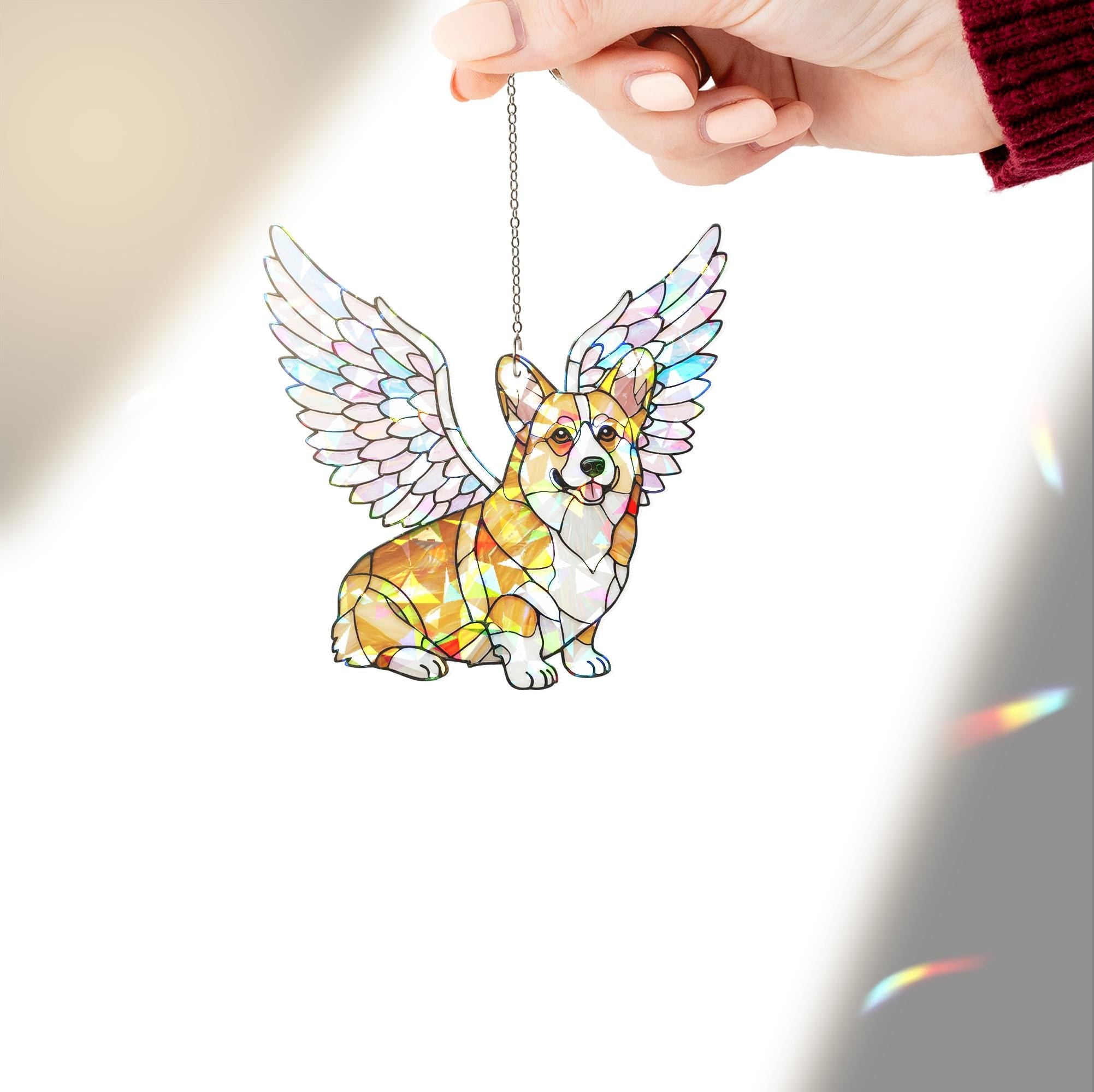 Hologram Corgi Angel ACRYLIC Window Hanging, Corgi Mom Gift, Corgi Memorial Decor, Gift, Corgi Lover Gift, Dog Loss Gift, Corgi Sympathy