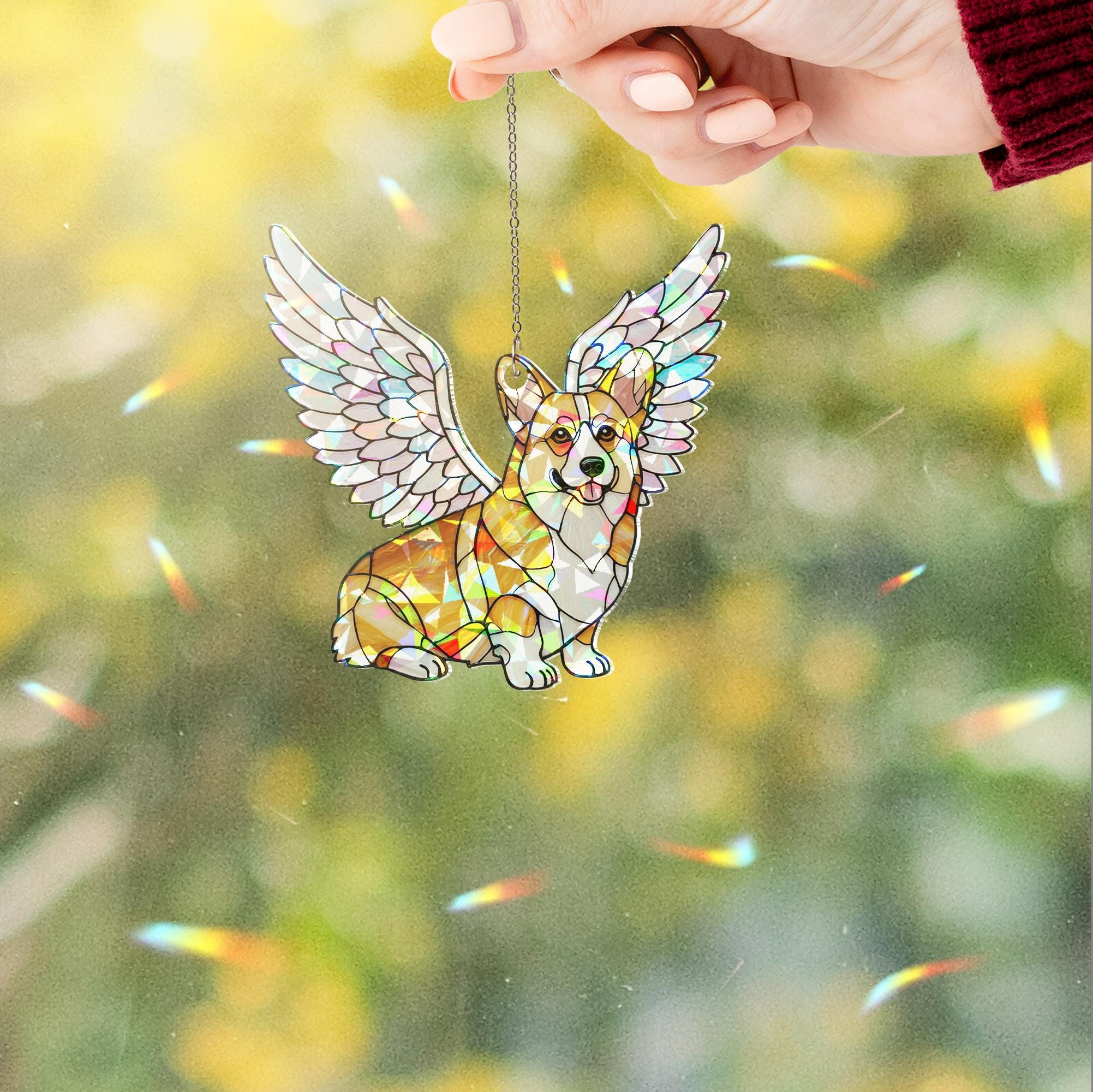Hologram Corgi Angel ACRYLIC Window Hanging, Corgi Mom Gift, Corgi Memorial Decor, Gift, Corgi Lover Gift, Dog Loss Gift, Corgi Sympathy