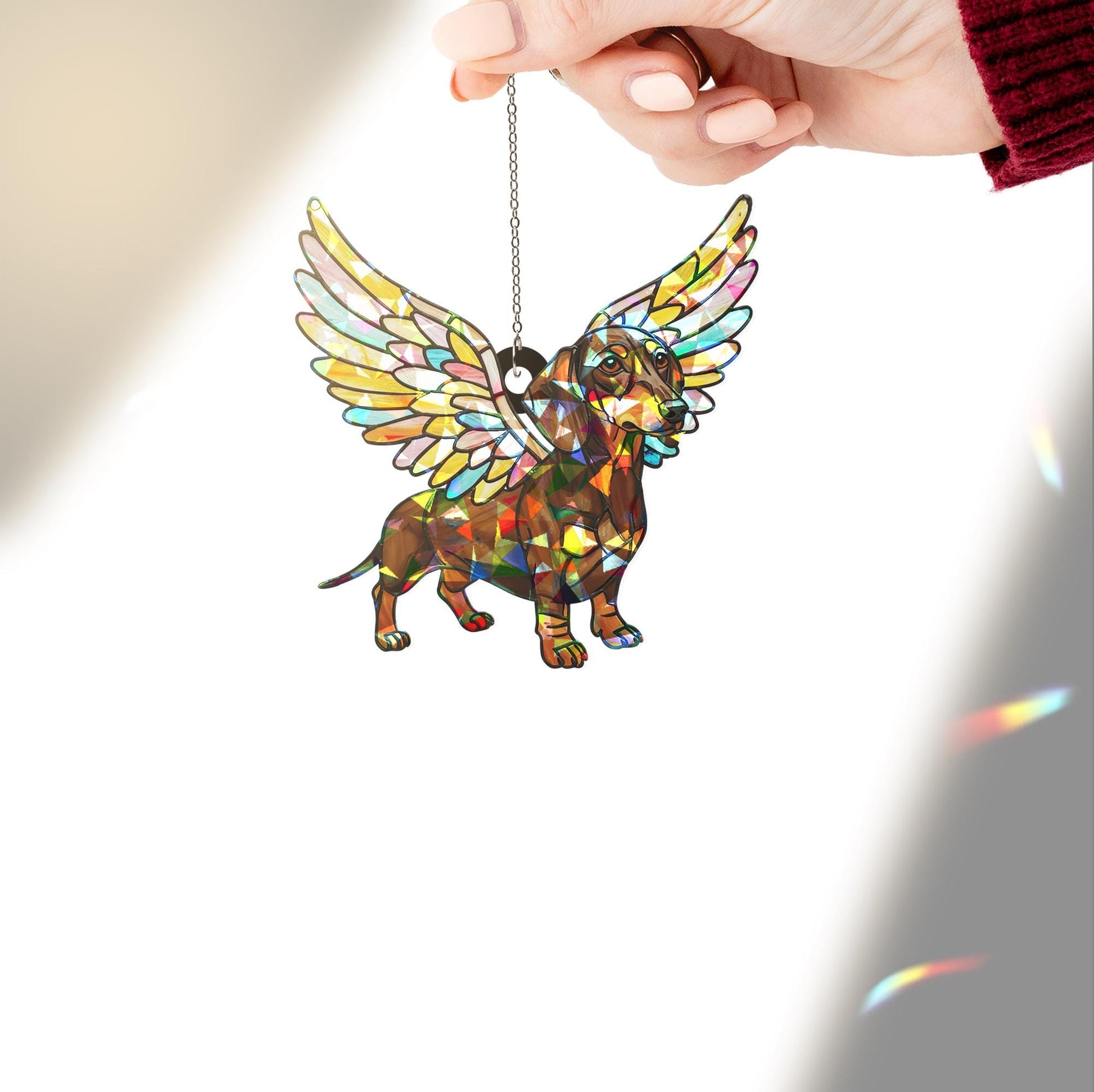 Hologram Dachshund Angel ACRYLIC Window Hanging, Dachshund Mom Gift, Dachshund Memorial Decor, Gift, Dachshund Lover Gift, Dog Loss Gift
