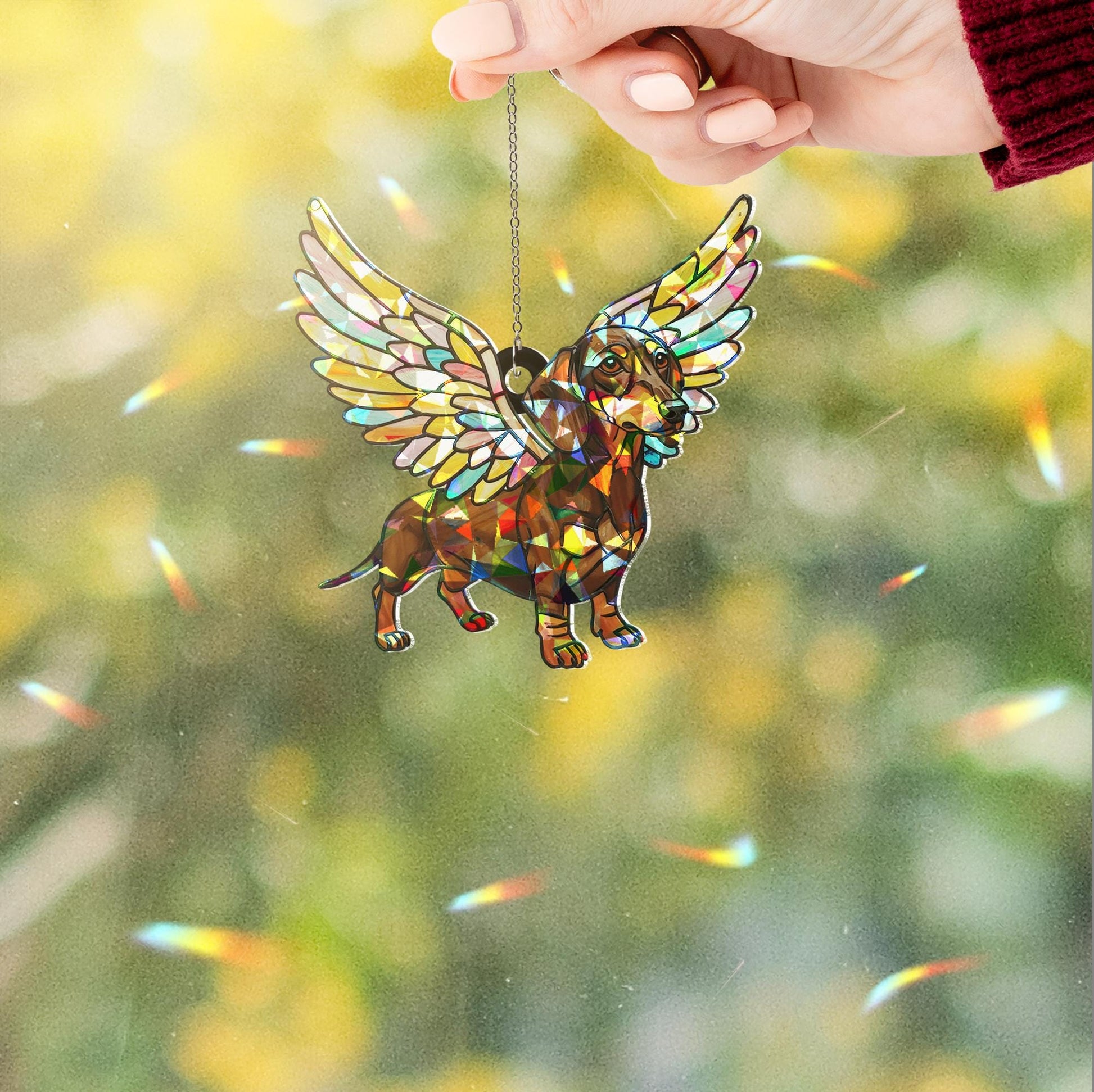 Hologram Dachshund Angel ACRYLIC Window Hanging, Dachshund Mom Gift, Dachshund Memorial Decor, Gift, Dachshund Lover Gift, Dog Loss Gift