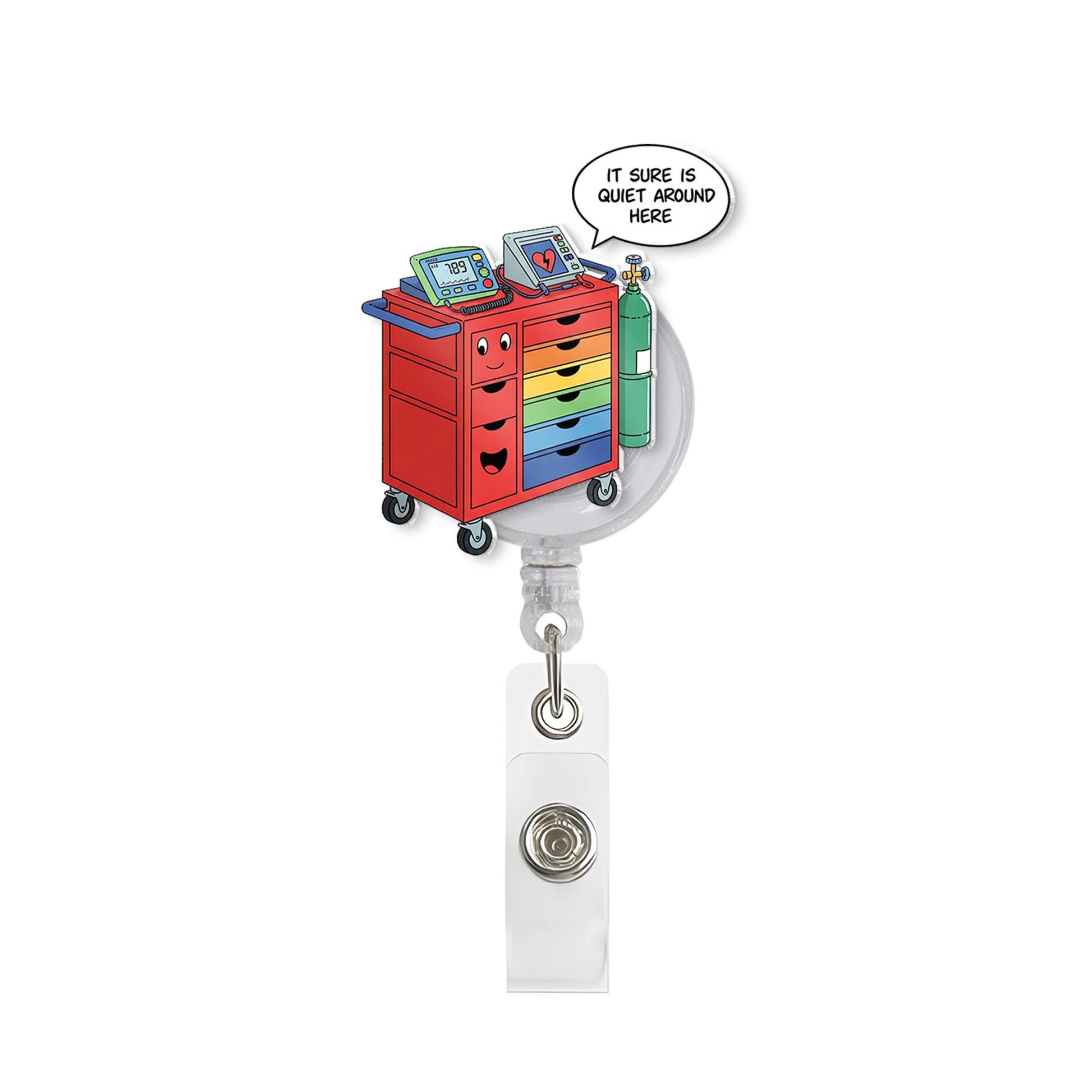 Crash Cart Acrylic Badge Reel, ICU Nurse, RRT, Rapid Response, Emergency Medicine, Nurses Week Gift, Respiratory, MD, Doctor, Code Blue Team
