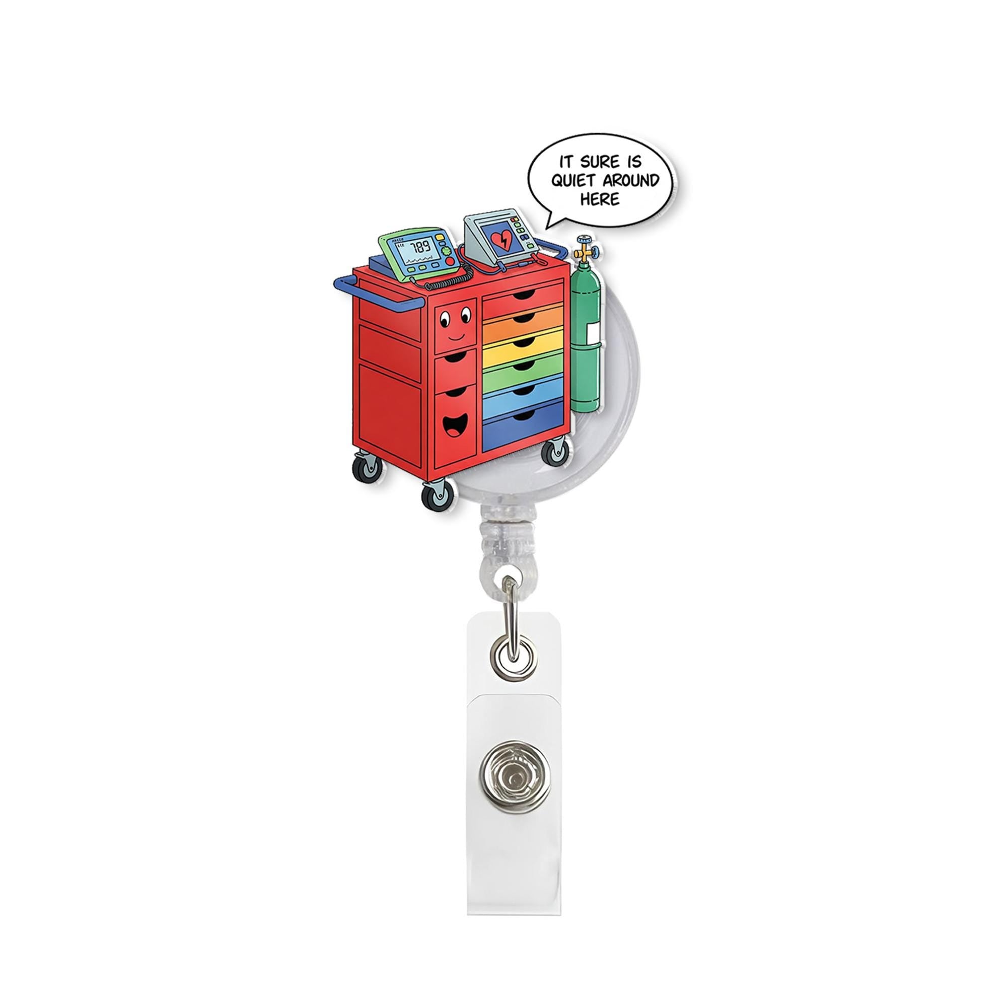 Crash Cart Acrylic Badge Reel, ICU Nurse, RRT, Rapid Response, Emergency Medicine, Nurses Week Gift, Respiratory, MD, Doctor, Code Blue Team