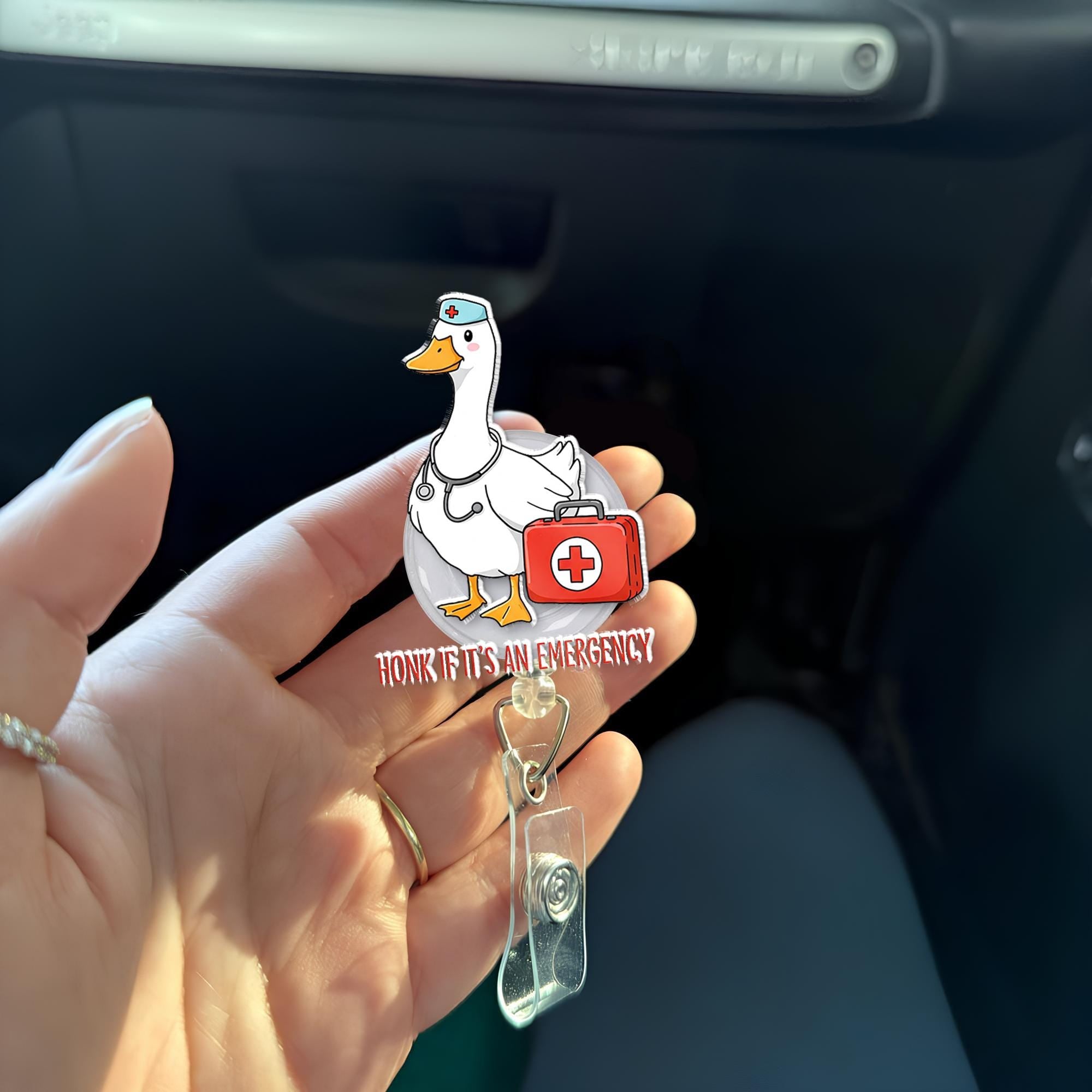 Silly Er Goose Nurse Badge Reel, Silly Goose Gift, Honk If Its An Emergency, Nurse Badge Reel, Funny Nurse Gift, RN id Holder, Er Crew Gift
