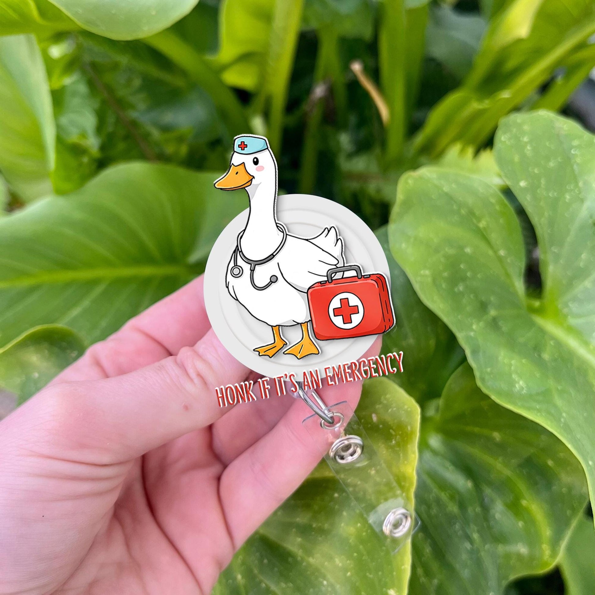 Silly Er Goose Nurse Badge Reel, Silly Goose Gift, Honk If Its An Emergency, Nurse Badge Reel, Funny Nurse Gift, RN id Holder, Er Crew Gift