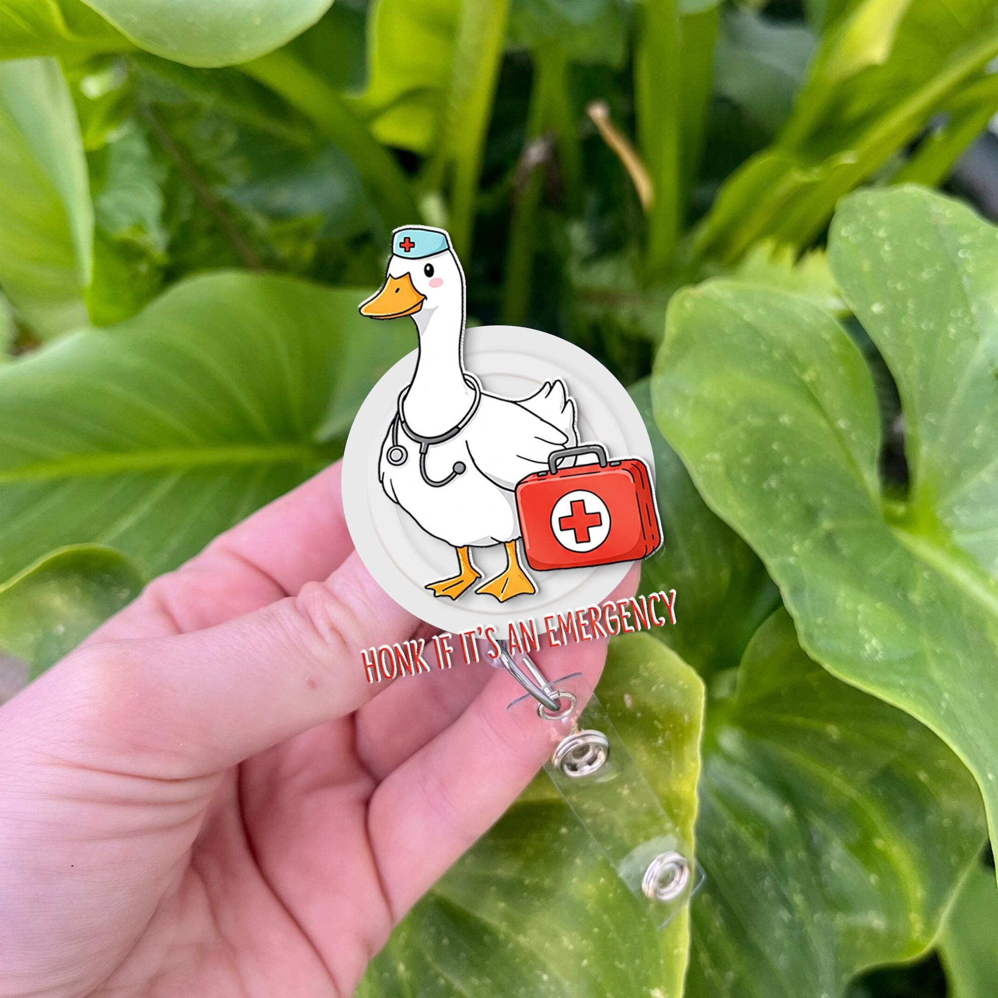 Silly Er Goose Nurse Badge Reel, Silly Goose Gift, Honk If Its An Emergency, Nurse Badge Reel, Funny Nurse Gift, RN id Holder, Er Crew Gift