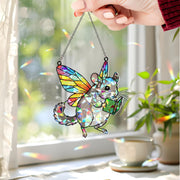 Fairy Chinchilla Reading Acrylic Hologram Window Hanging, Cute Chinchilla Bookish, Chinchilla Lover Gift, Bookish Ornament, Reading Lover