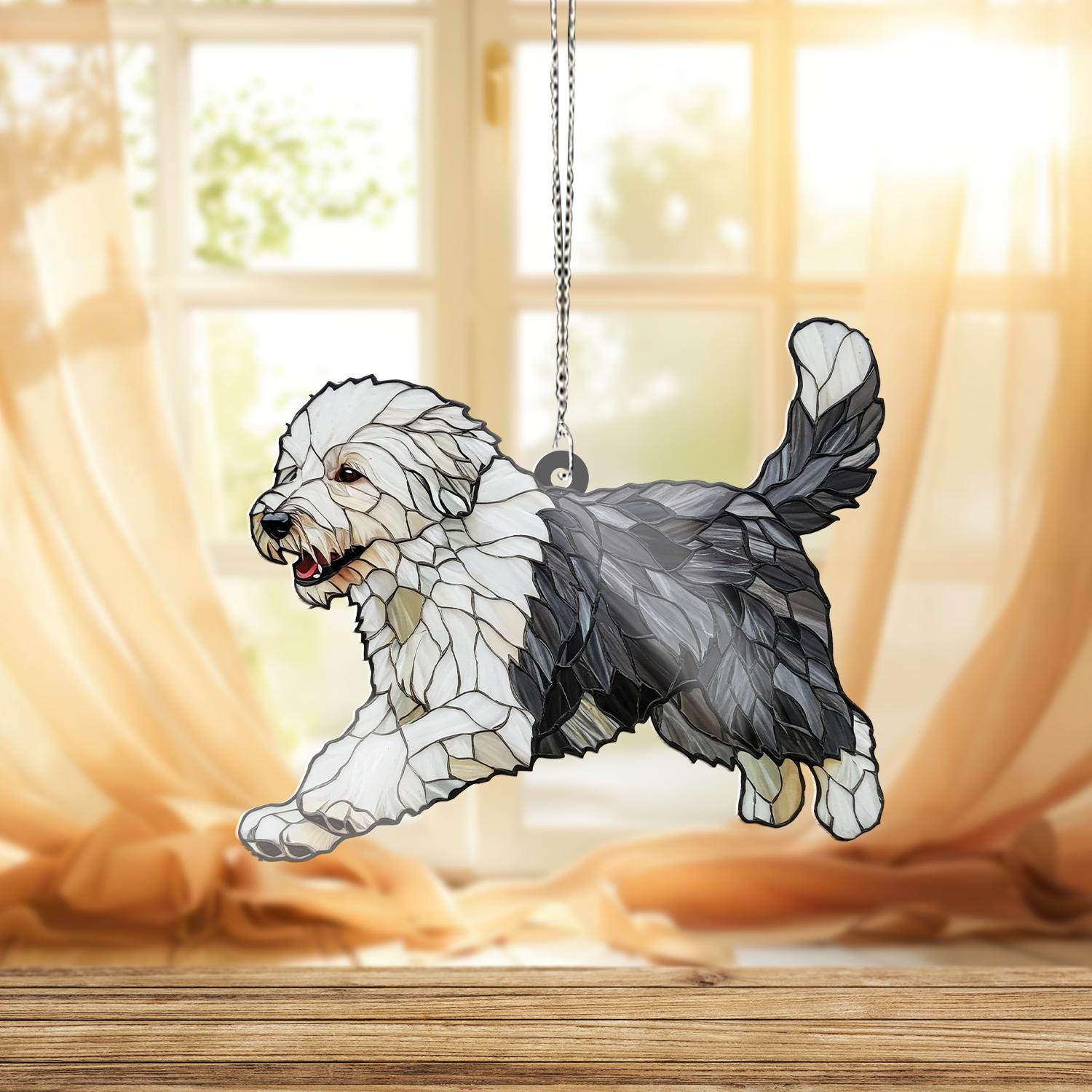 English Sheepdog ACRYLIC Window Hanging, Sheepdog Lover Decor, Dog Mom, Dog Mom Gift, Dog Window Hanging, Dog Suncatcher Gift, Sheepdog Gift