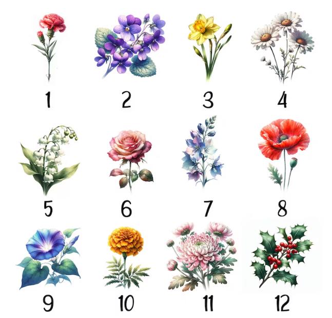 Personalized Birth Month Flower Family Bouquet glass suncatcher, Minimalist Art for Home Decor, Birthday Gift, Mother's day gift