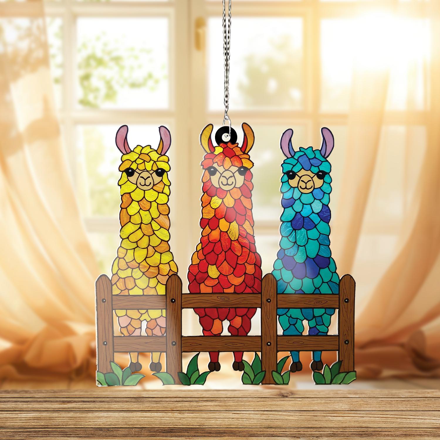 Colorful Llama Trio ACRYLIC Window Hanging, Decor Gift for Animal Lovers, Perfect for Home, Car, Office Decor, Llma Decor, Animal Gift