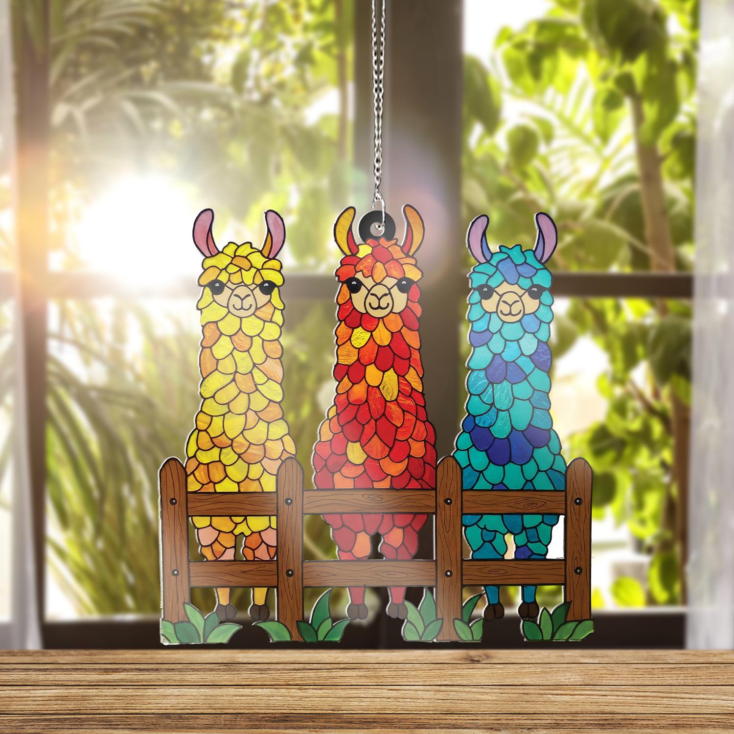 Colorful Llama Trio ACRYLIC Window Hanging, Decor Gift for Animal Lovers, Perfect for Home, Car, Office Decor, Llma Decor, Animal Gift