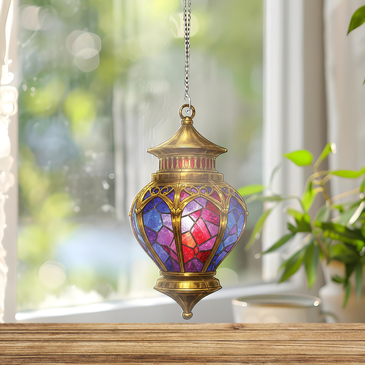 Moroccan Lantern ACRYLIC Window Hanging, Colorful Decorative Lamp, Lantern Decor, Perfect for Home, Gift for Ramadan & Eid