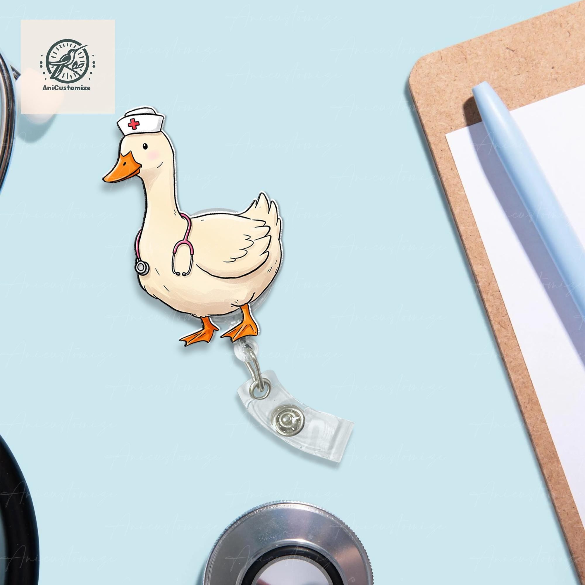 Silly Goose Nurse Acrylic Badge Reel, Funny Nurse Gift, Funny Gift Idea, Nurse Goose Badge Reel, Nurse Badge Clip, School Nurse Gift
