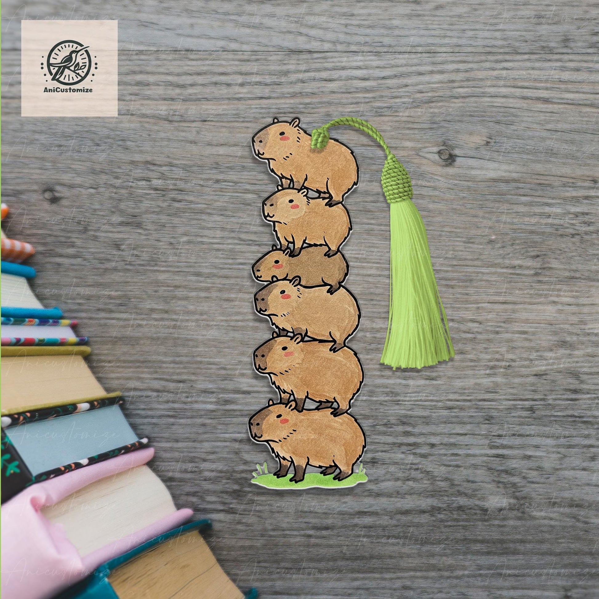 Stack Of Capybara Bookmark, Capybara Lover Book Merch, Gift For Book Lover, Bookish Gift, Animal Bookstack, Capybara  Lover, Funny Bookmark