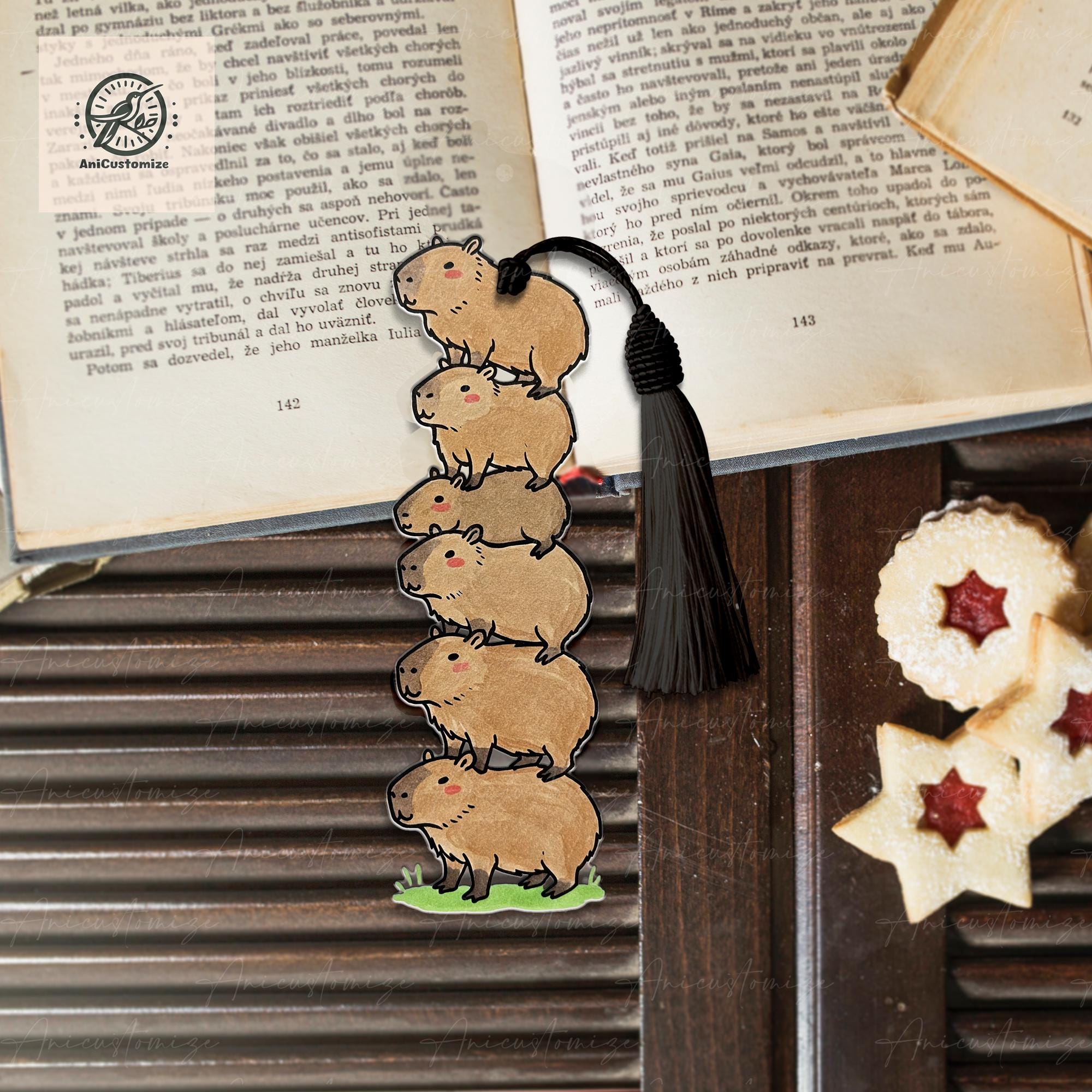 Stack Of Capybara Bookmark, Capybara Lover Book Merch, Gift For Book Lover, Bookish Gift, Animal Bookstack, Capybara  Lover, Funny Bookmark