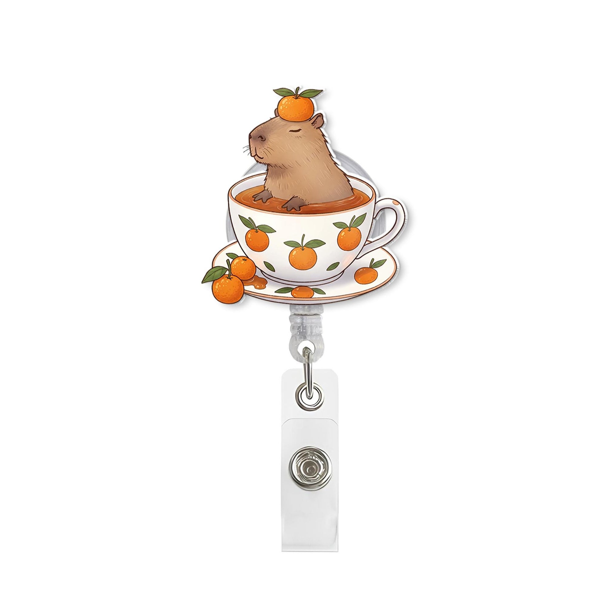 Coffee Mug Capybara badge reel, Capybara badge reel, Capybara Teacup badge reel, Nurse badge reel, Animal Lover Gift, Nurse badge reel