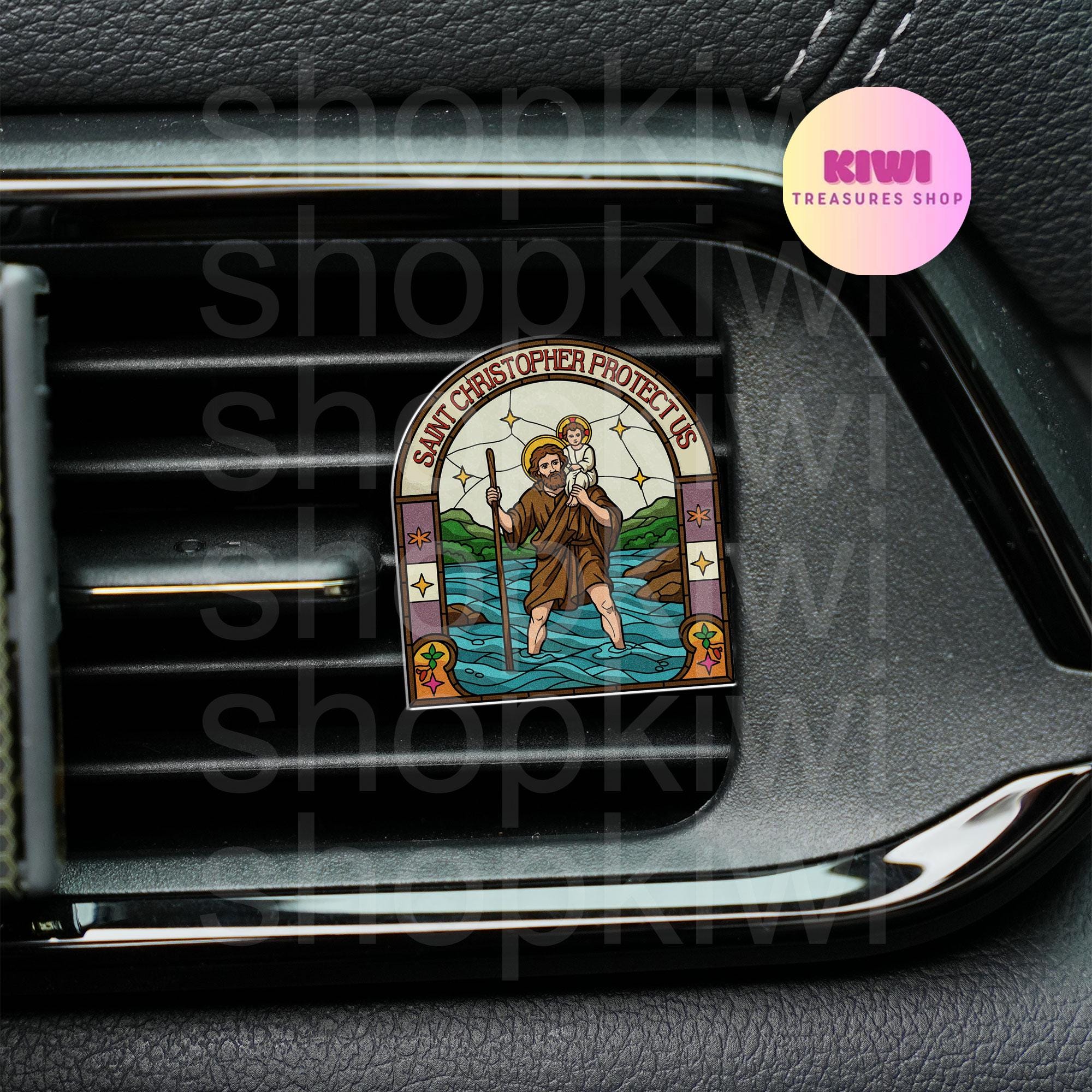 Saint Christopher Protect Us Visor Clip, Inspirational Car Accessory, Enhances Safety for New Drivers, Meaningful Gifts for Drivers
