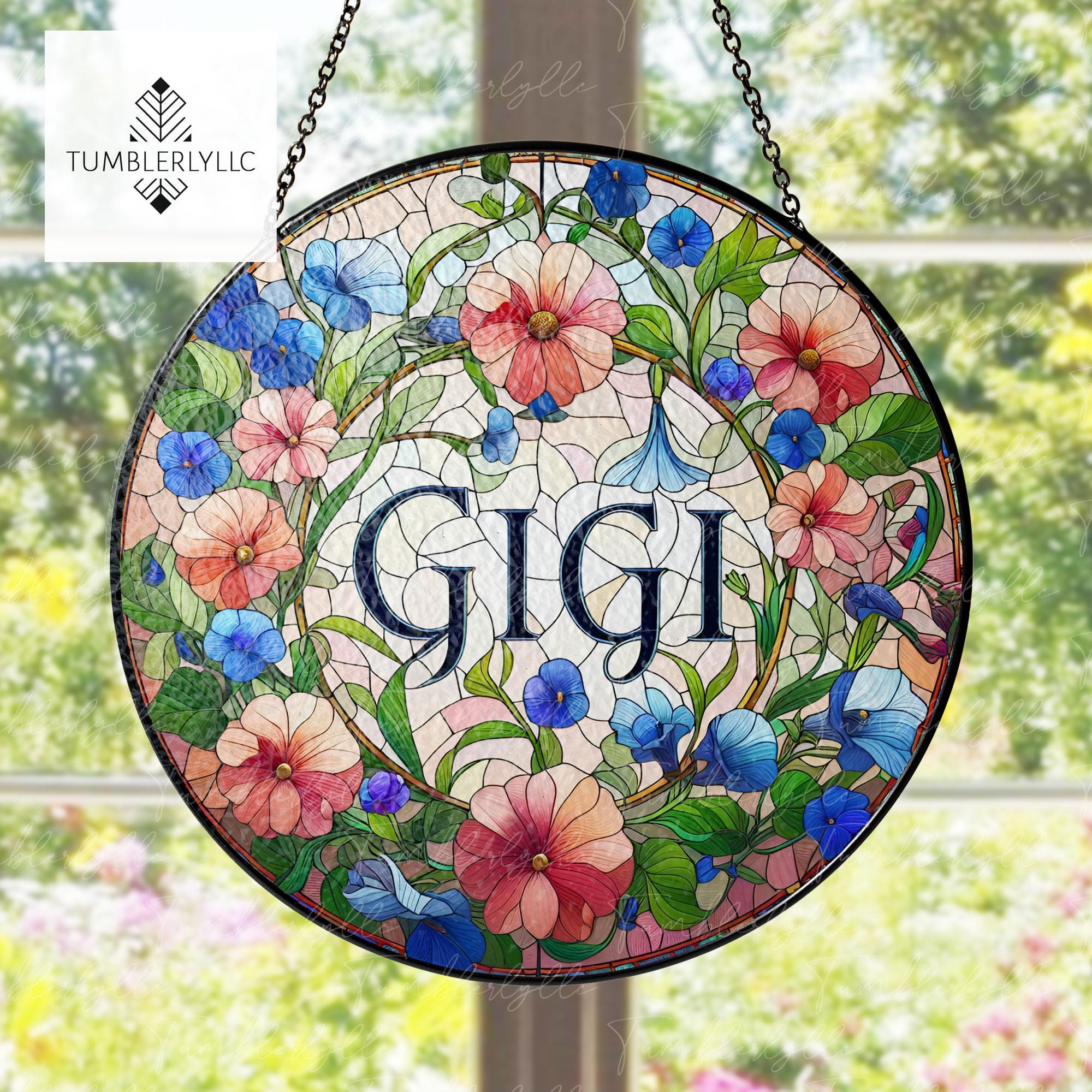 Floral Gigi Glass Suncatcher, Elegant Decor for Home, Perfect Mother's Day Gift for Grandma or Mom, Mother's Day Gift for Gigi or Loved Ones