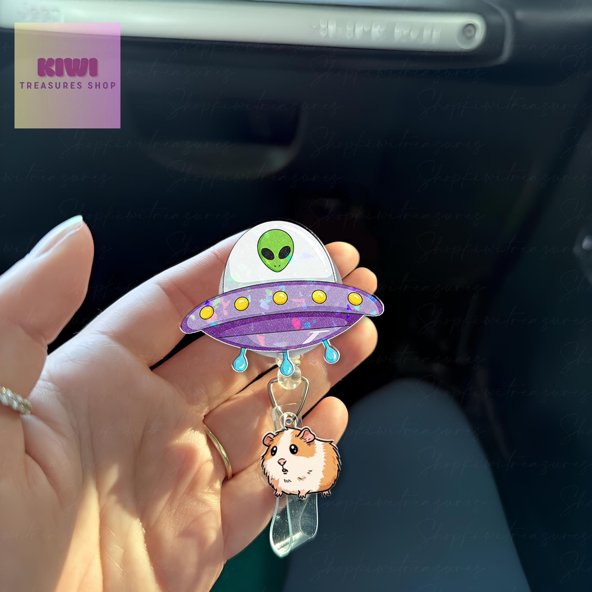 Funny Ufo abduction guinea pig badge reel, Funny Ufo alien badge reel, nurse id Holder, nurse accessories, guinea pig mom gift