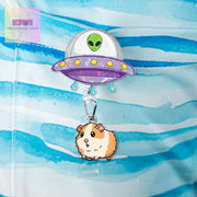Funny Ufo abduction guinea pig badge reel, Funny Ufo alien badge reel, nurse id Holder, nurse accessories, guinea pig mom gift