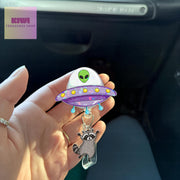 Funny Ufo abduction raccoon badge reel, Funny Ufo alien badge reel, nurse id Holder, nurse accessories, Trash panda meme