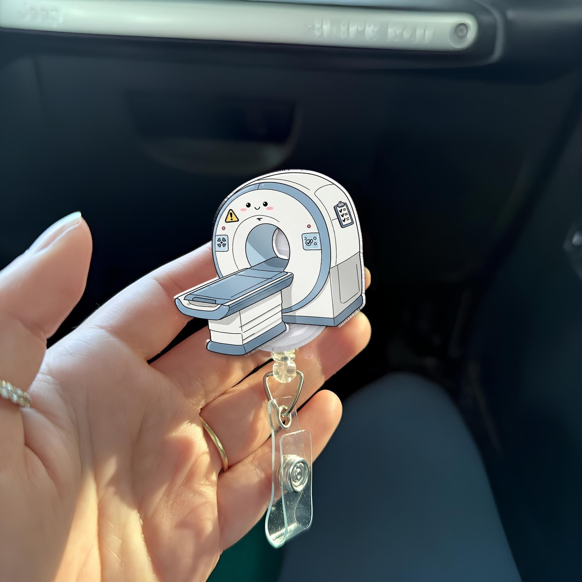 Cute Mri Machine Badge Reel, Radiology Tech Badge Holder, RN ID Holder, Mri Tech Gift, Radiologic Tech Gift, Medical Worker Gift