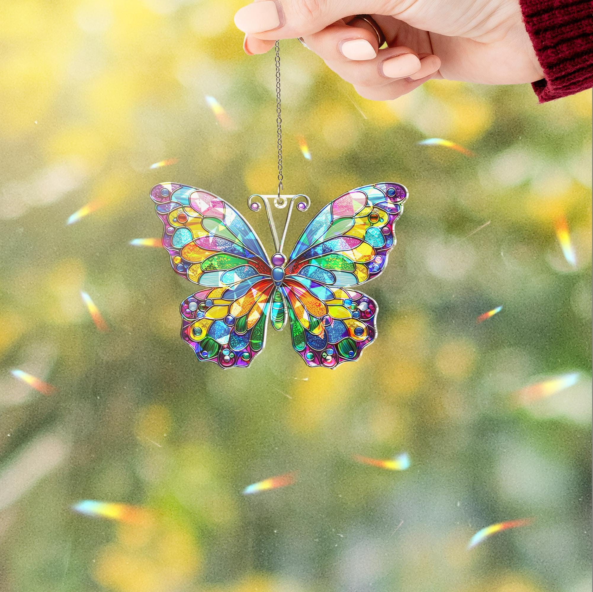 Colorful hologram butterfly suncatcher acrylic window hanging, beautiful decor for kitchens, perfect butterfly lover gift