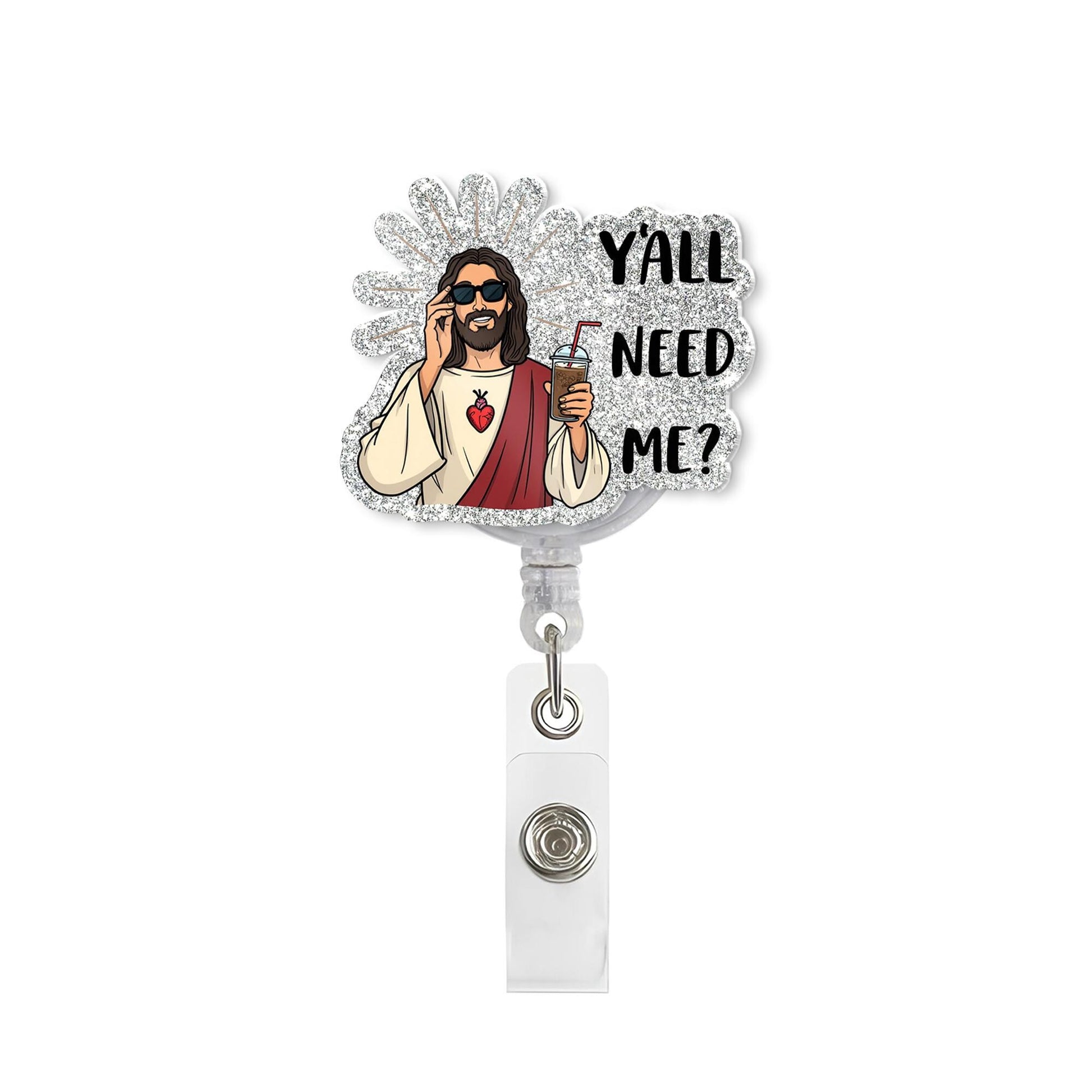 Y'all Need Me Jesus badge reel, Funny badge reel, ID Holder Clip, Heavy Duty Reel, Jesus Badge Reel, MRI Safe, Gift for Nurse, Christian