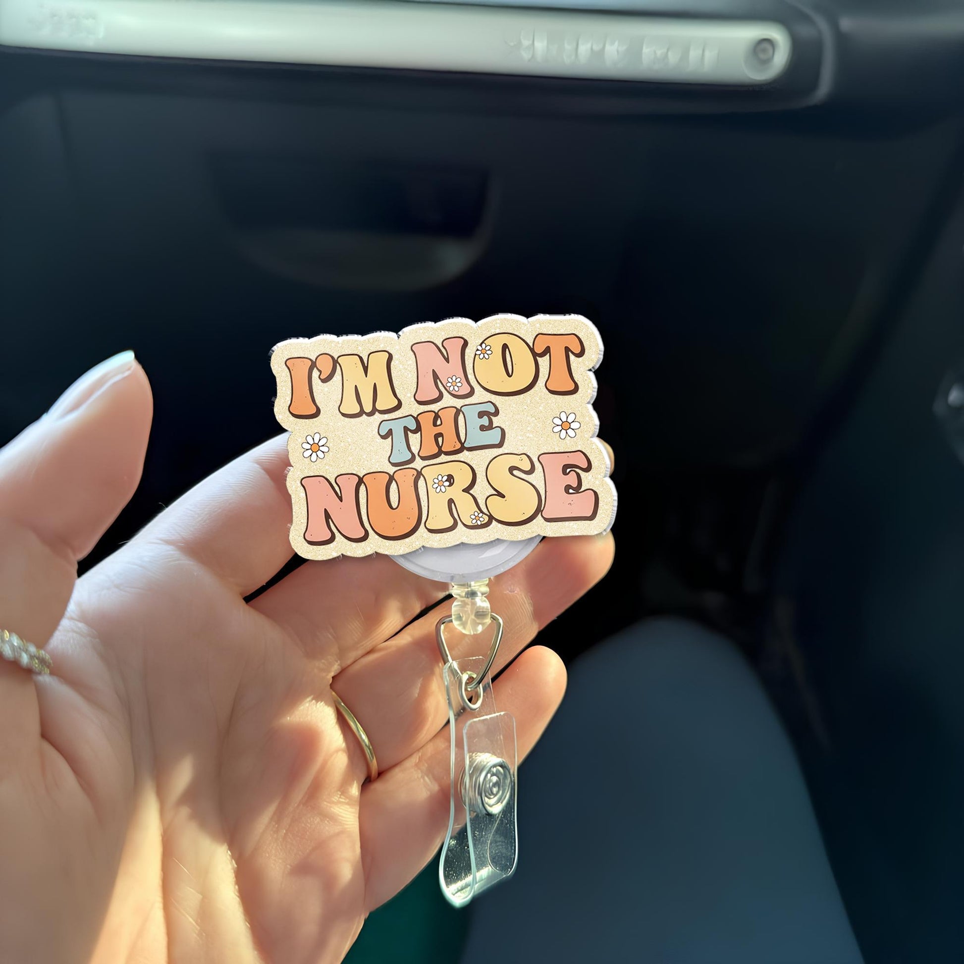 Funny I'm Not The Nurse Badge Reel, Spring Badge Reel ID Holder, Respiratory Therapist, Doctor, Nurse Badge Reel, Badge Pull, Lanyard